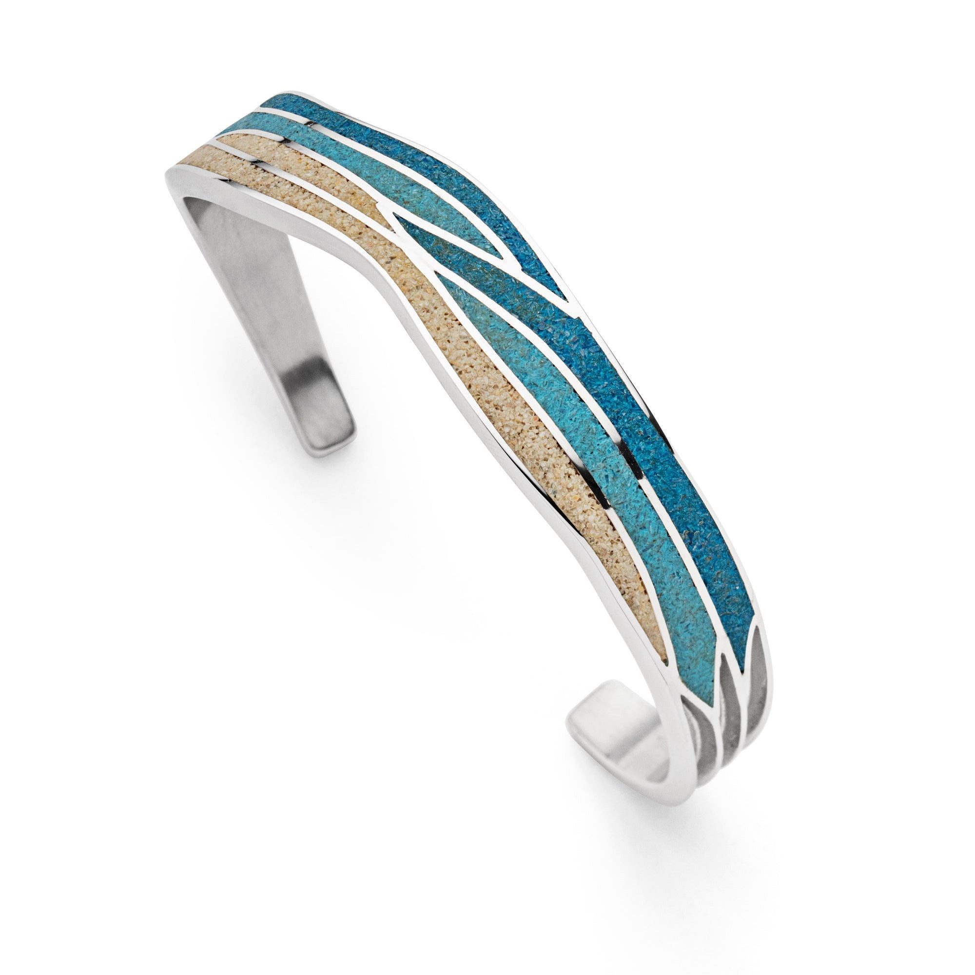 DUR Armband DUR Schmuck: Armspange "Welle" mit Strandsand und blauem Steinsand, A1