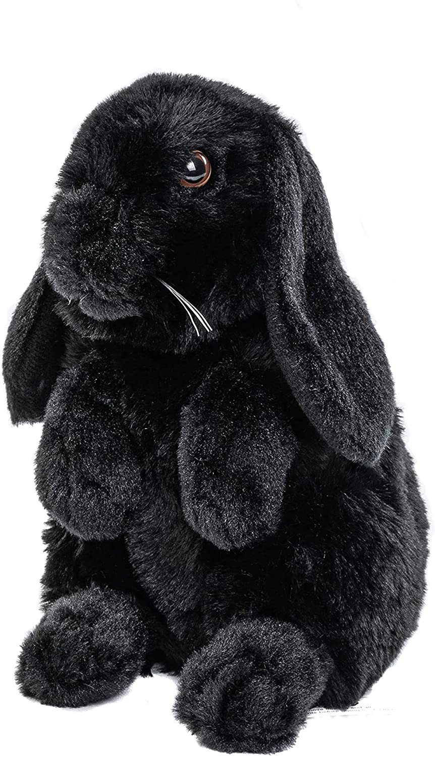 Uni-Toys Kuscheltier Widderkaninchen schwarz - 19 cm - Plüsch-Hase, Kaninchen - Plüschtier, zu 100 % recyceltes Füllmaterial | Kuscheltiere