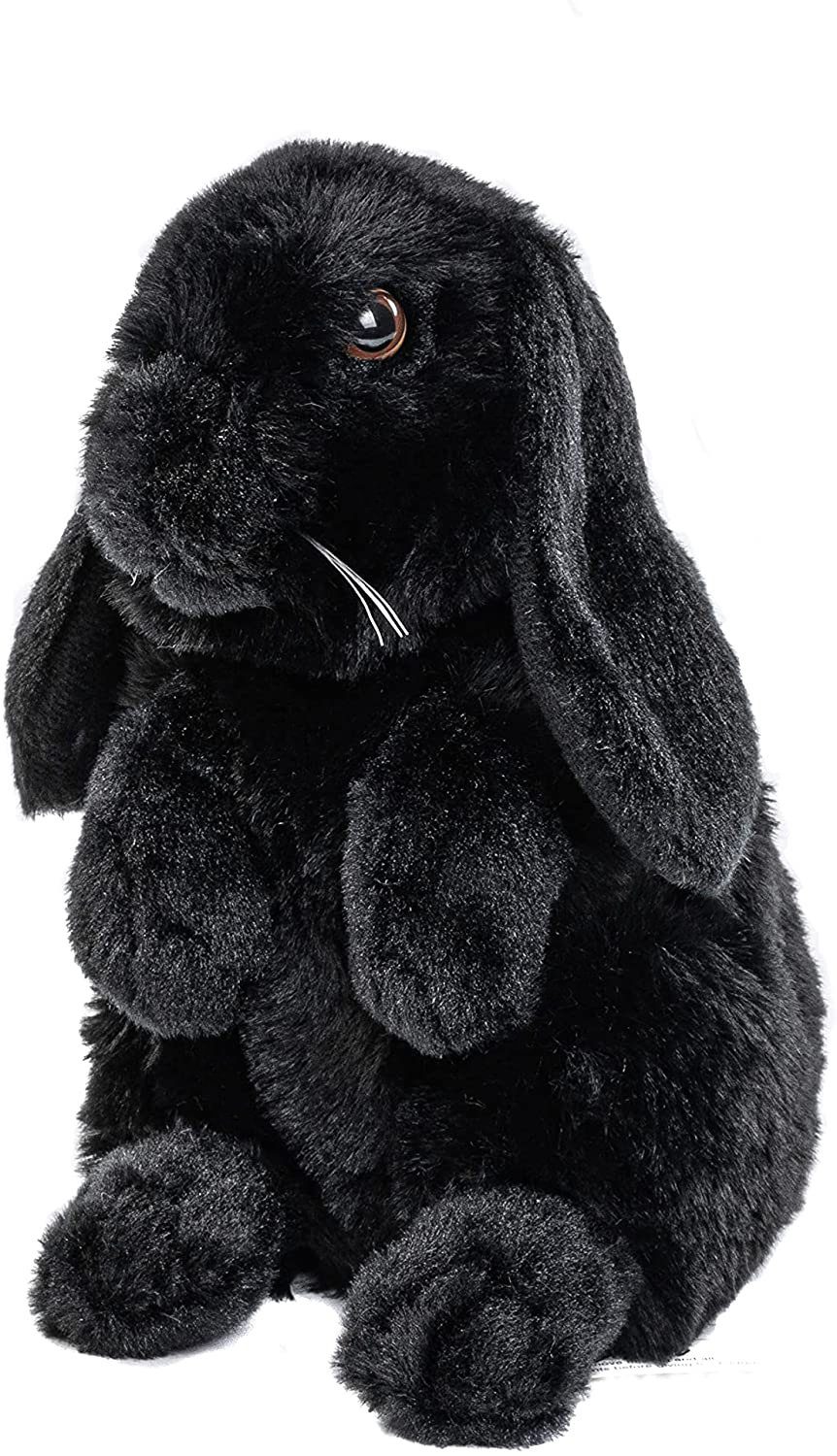 Uni-Toys Kuscheltier Widderkaninchen schwarz - 19 cm - Plüsch-Hase, Kaninchen - Plüschtier, zu 100 % recyceltes Füllmaterial