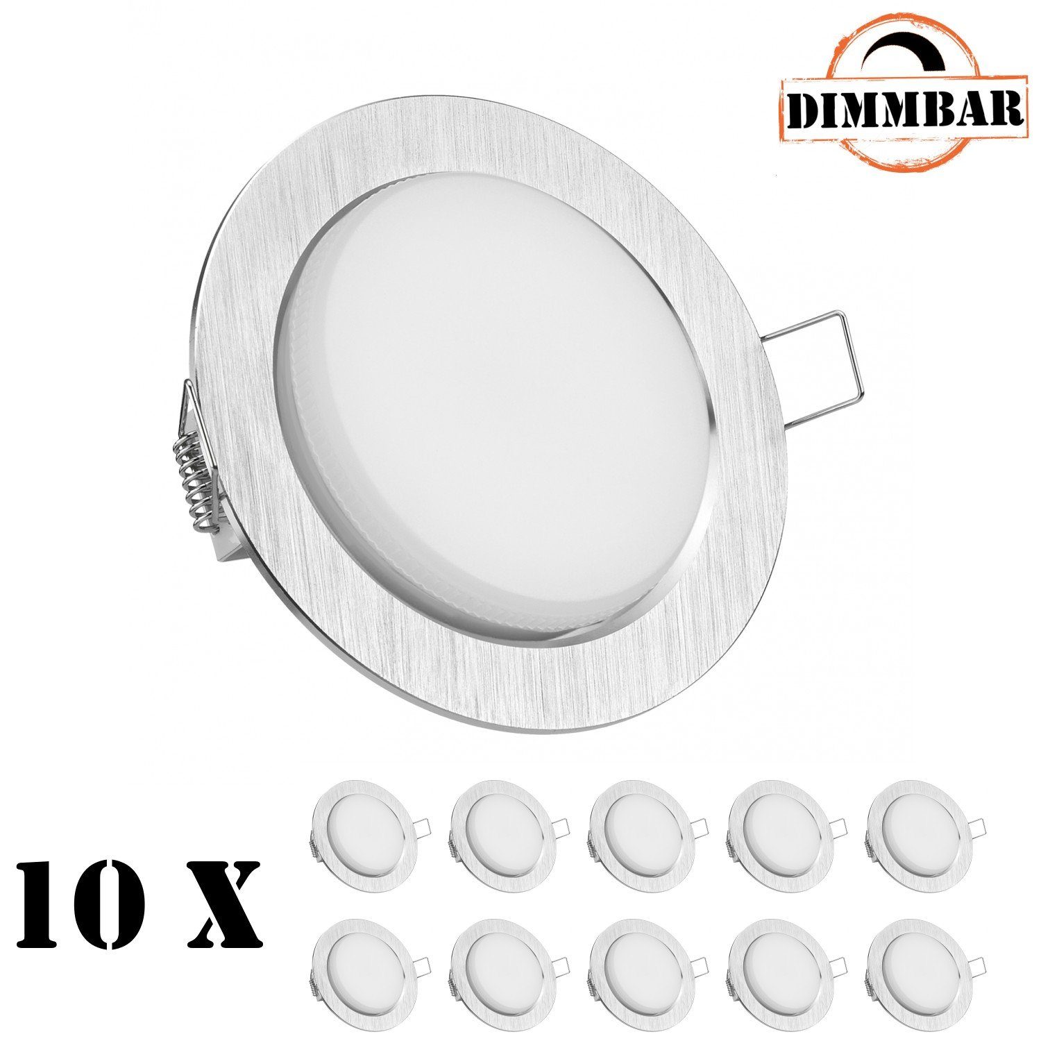 LEDANDO LED Einbaustrahler 10er GX53 LED Einbaustrahler Set - 4000 K (neutralweiß) - in aluminium