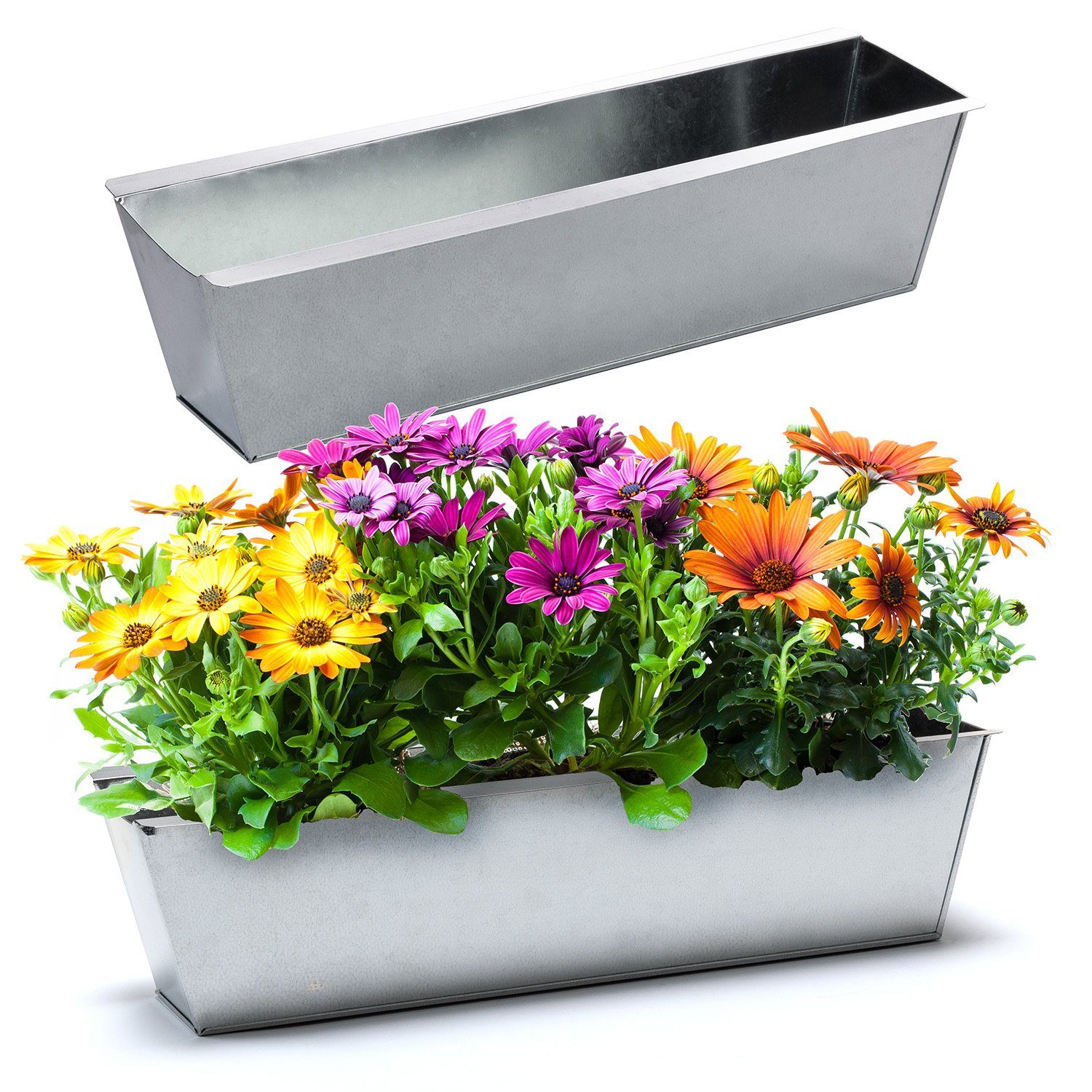 BigDean Blumenkasten 2x Pflanzkasten f. Europalette Metall verzinkt 38x12,5x9cm Blumentopf (2 St)