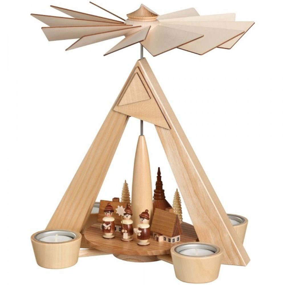 Weihnachtspyramide Teelichtpyramide Kurrende mit Dorf BxHxT 24,5x29x24,5cm NEU