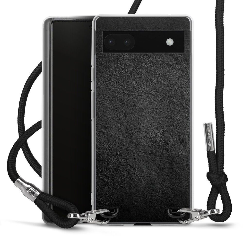 DeinDesign Handyhülle Beton Wand Stein Betonwand schwarz, Google Pixel 6a Handykette Hülle mit Band Case zum Umhängen