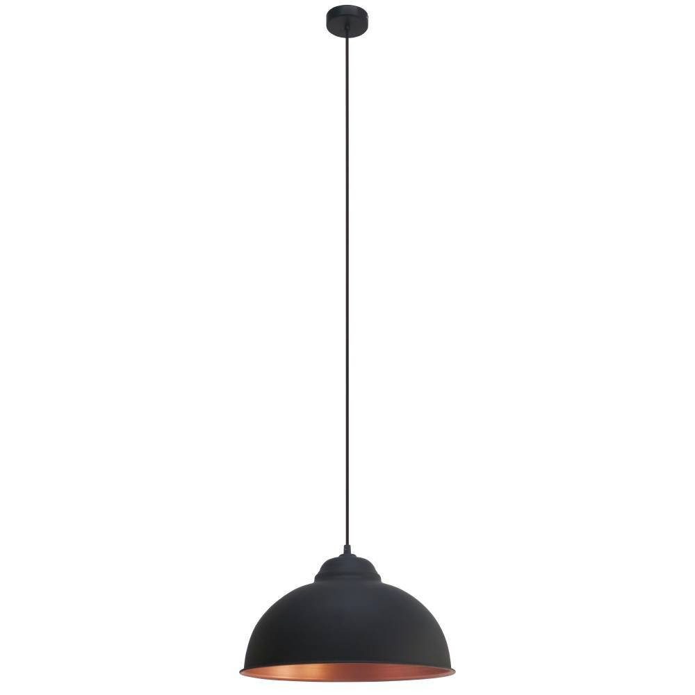 EGLO Hängeleuchte TRURO 2 Hängelampe, Esstischlampe, Stahl, schwarz, kupfer, E27, ohne Leuchtmittel, Wohnzimmerlampe, 1 flammig, Vintage, Industrial, Retro, 110x37cm