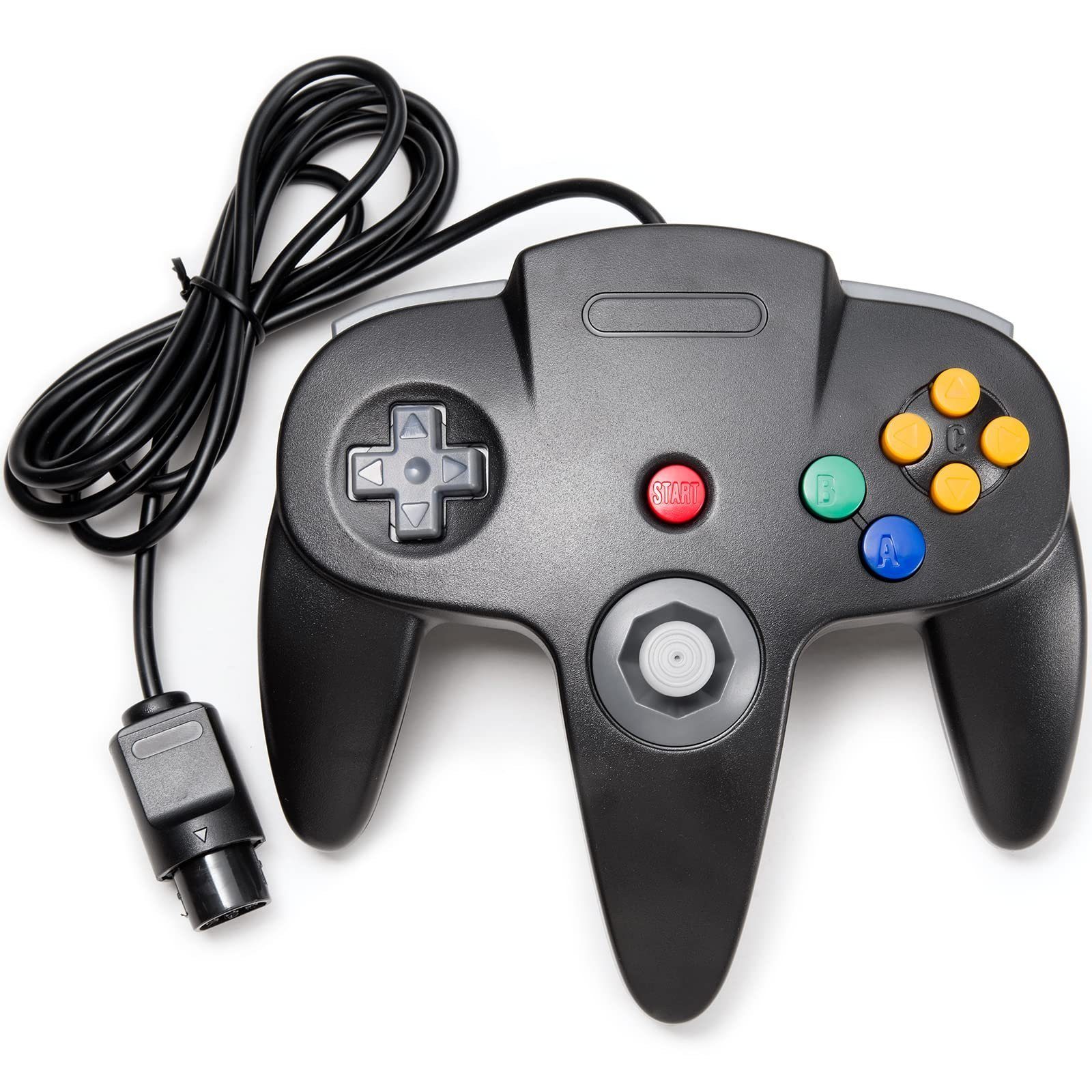 HYTIREBY Gamepad, für N64-Konsole N64-System, Schwarz Nintendo-Controller