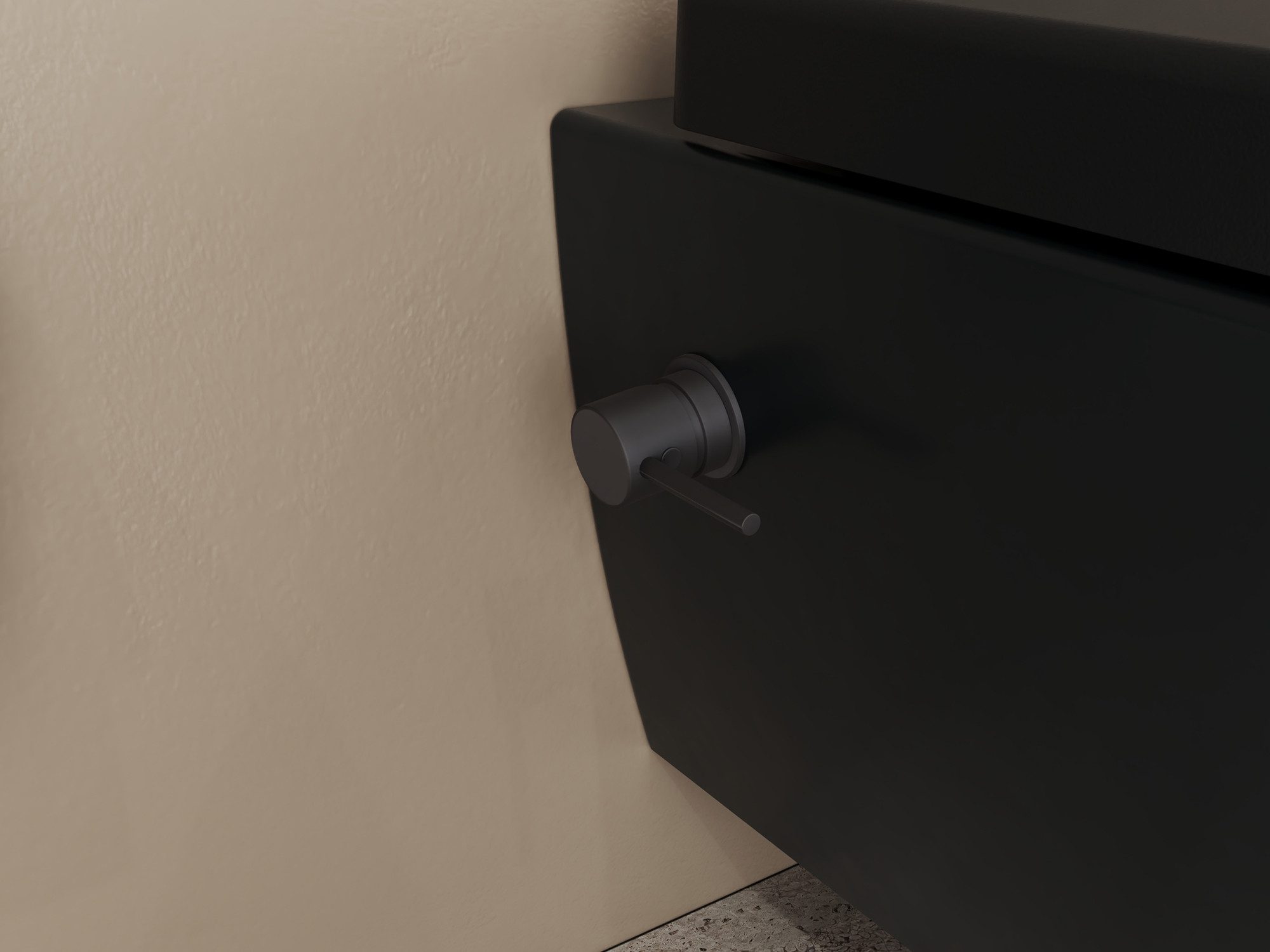 Aqua Bagno Dusch-WC Taharat schwarz matt inkl. Warm-Kalt-Mischer spülrandlos, wandhängend, Abgang waagerecht