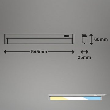 Briloner Leuchten Unterschrankleuchte 2224-014, LED fest verbaut, Farbwechsler, Kaltweiß, Neutralweiß, Tageslichtweiß, Warmweiß, silber, CCT, schwenkbar, erweiterbar, inkl. Schalter