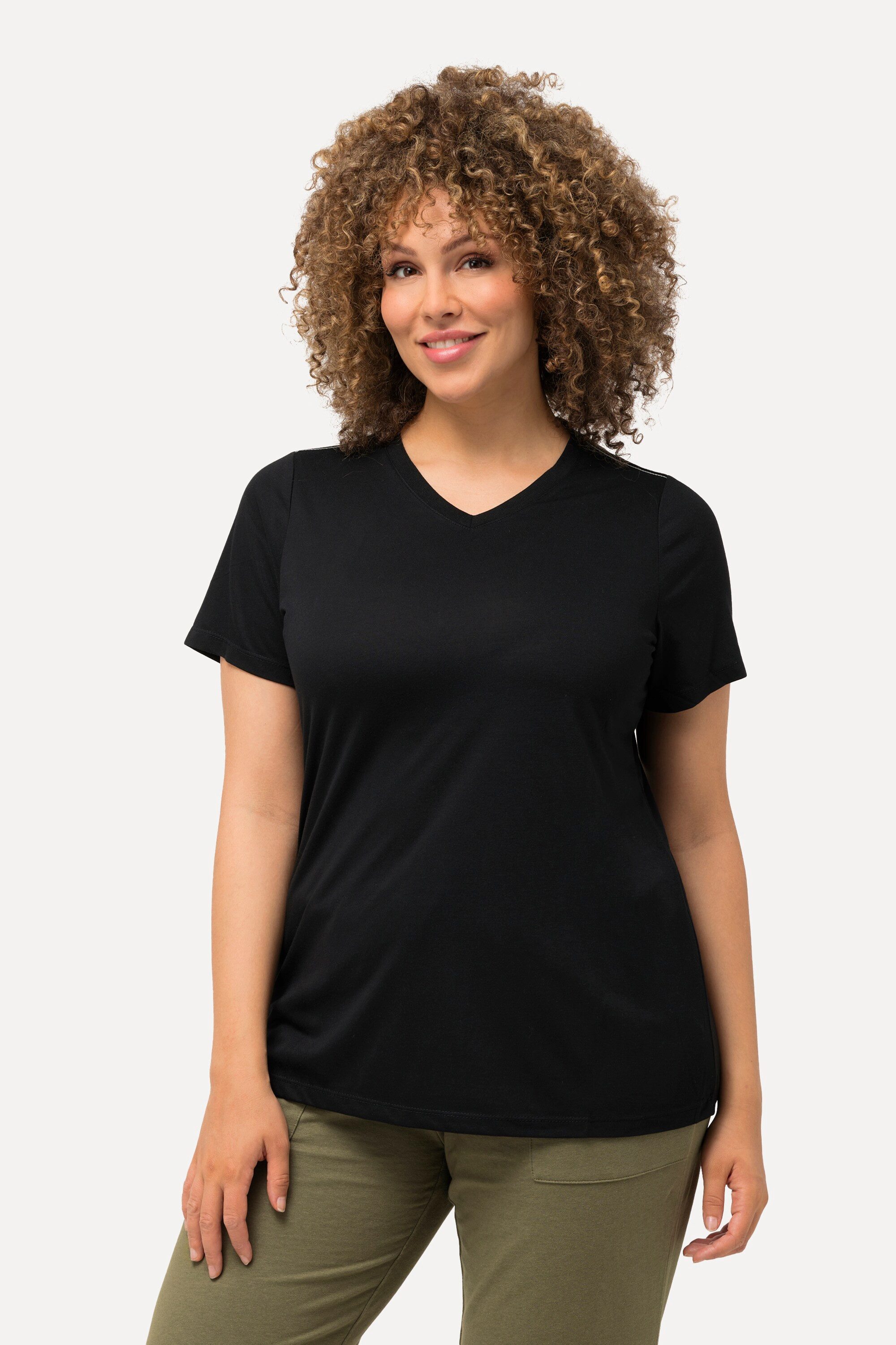 Ulla Popken T-Shirt Funktionsshirt antibakteriell V-Ausschnitt günstig online kaufen