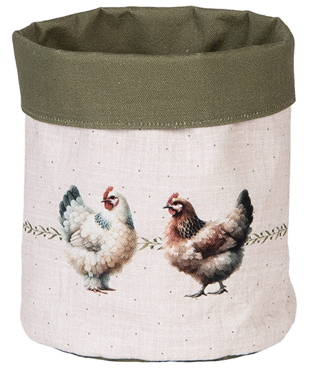 Clayre & Eef Brotkorb Barnyard Chicken, Baumwolle, (1-tlg., 1-teilig), rundes Brotkörbchen Brotkorb ca. Ø 15x16cm Baumwolle