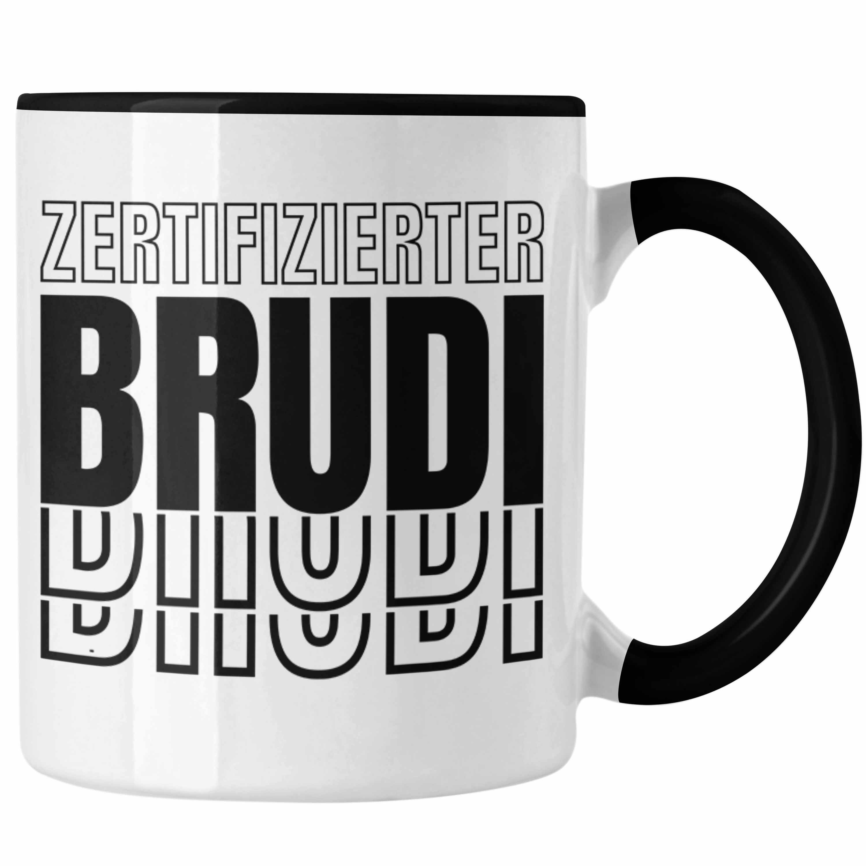 Trendation Tasse Trendation - Zertifizierter Brudi Tasse Geschenk Beste Freund Bruder Bro Geschenkidee Spruch Schwarz
