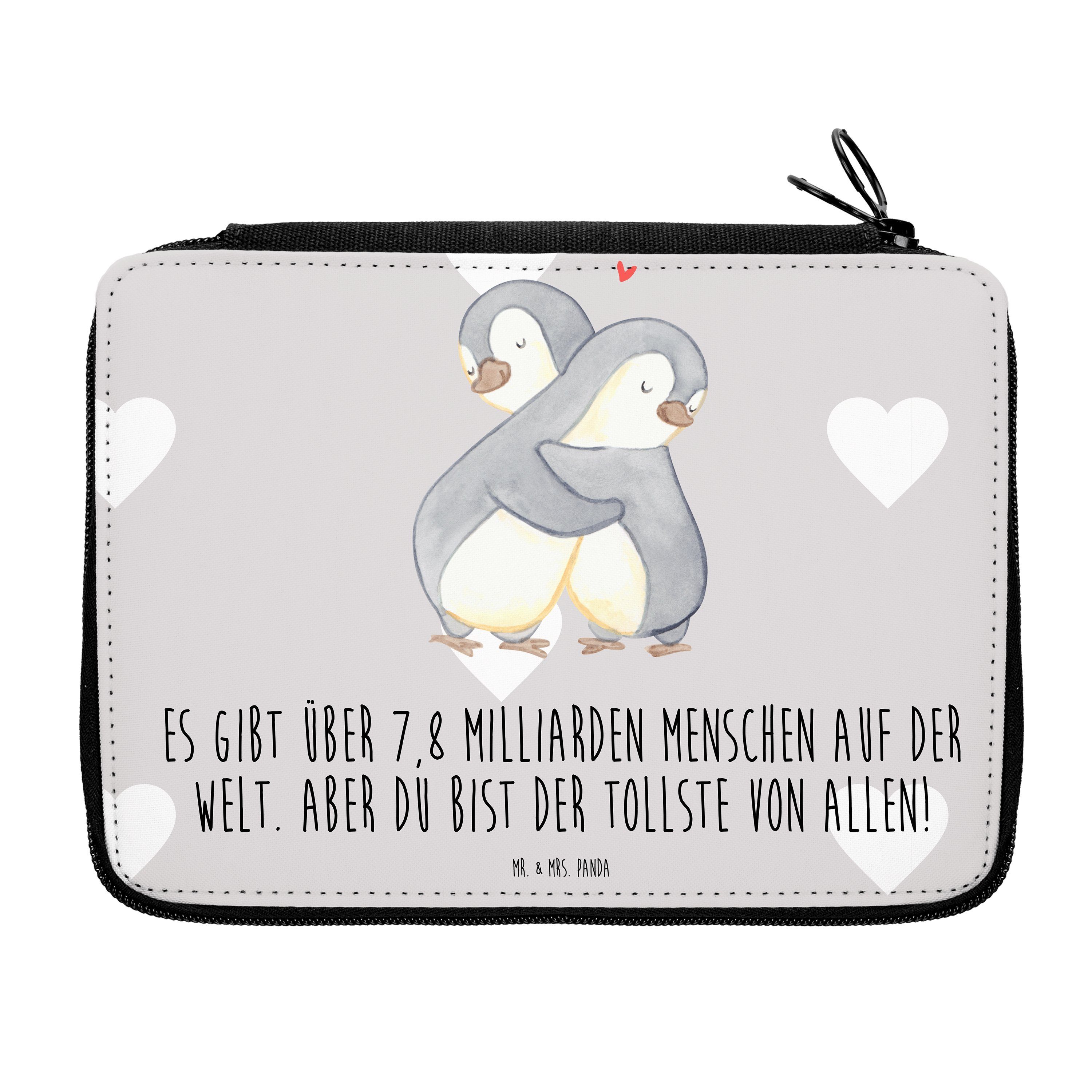 Mr. & Mrs. Panda Federmäppchen Pinguine Kuscheln - Grau Pastell - Geschenk, Kinder Federmappe, Bestü, (1-tlg)