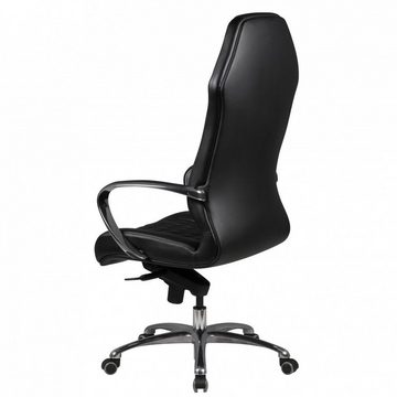 furnicato Bürostuhl MONTEREY Echt-Leder Schwarz Schreibtischstuhl 120KG Chefsessel hohe Rückenlehne