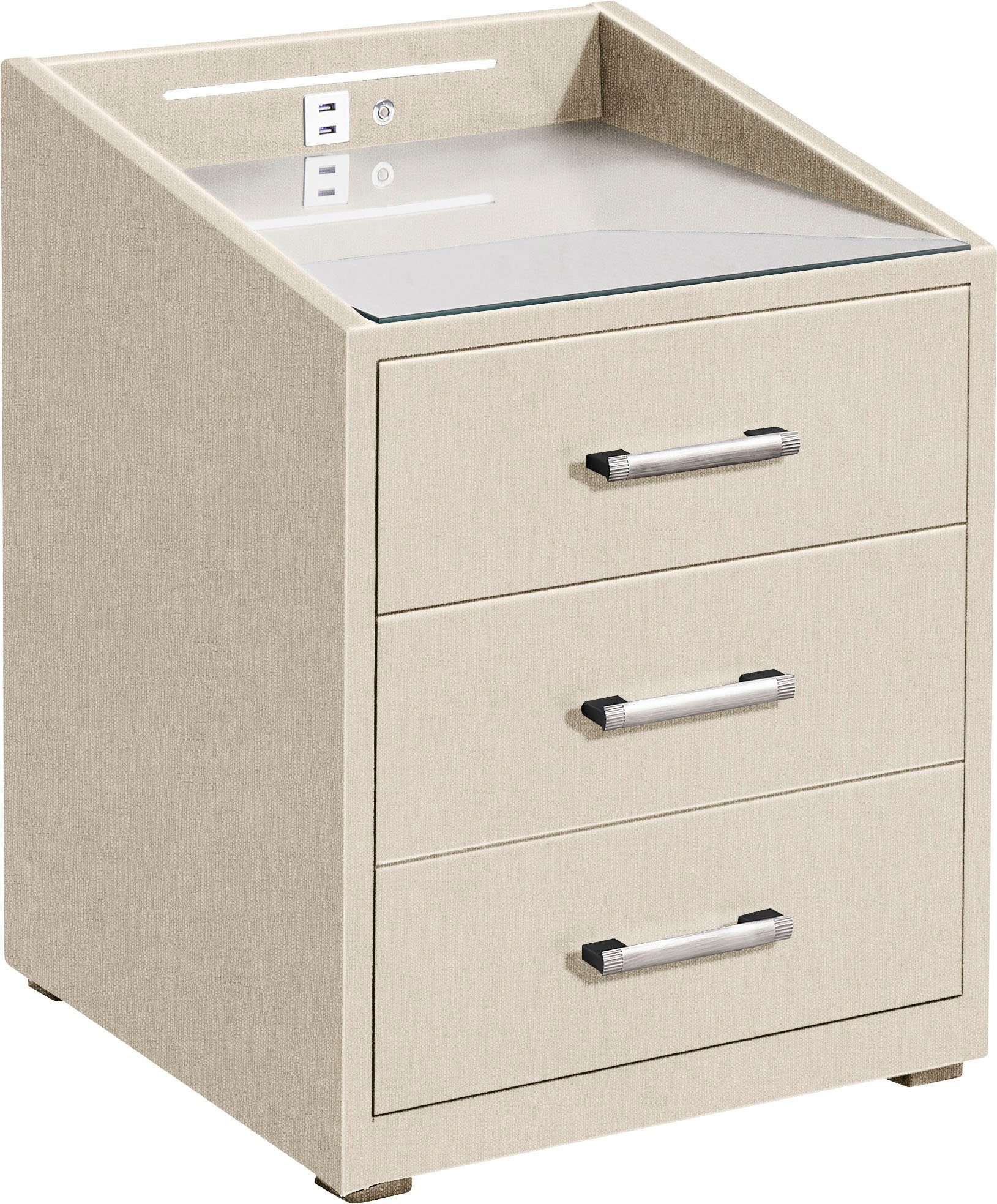 ED EXCITING DESIGN Nachtkonsole Moon, mit LED-Beleuchtung und USB-Anschluss & USB-C-Anschluss