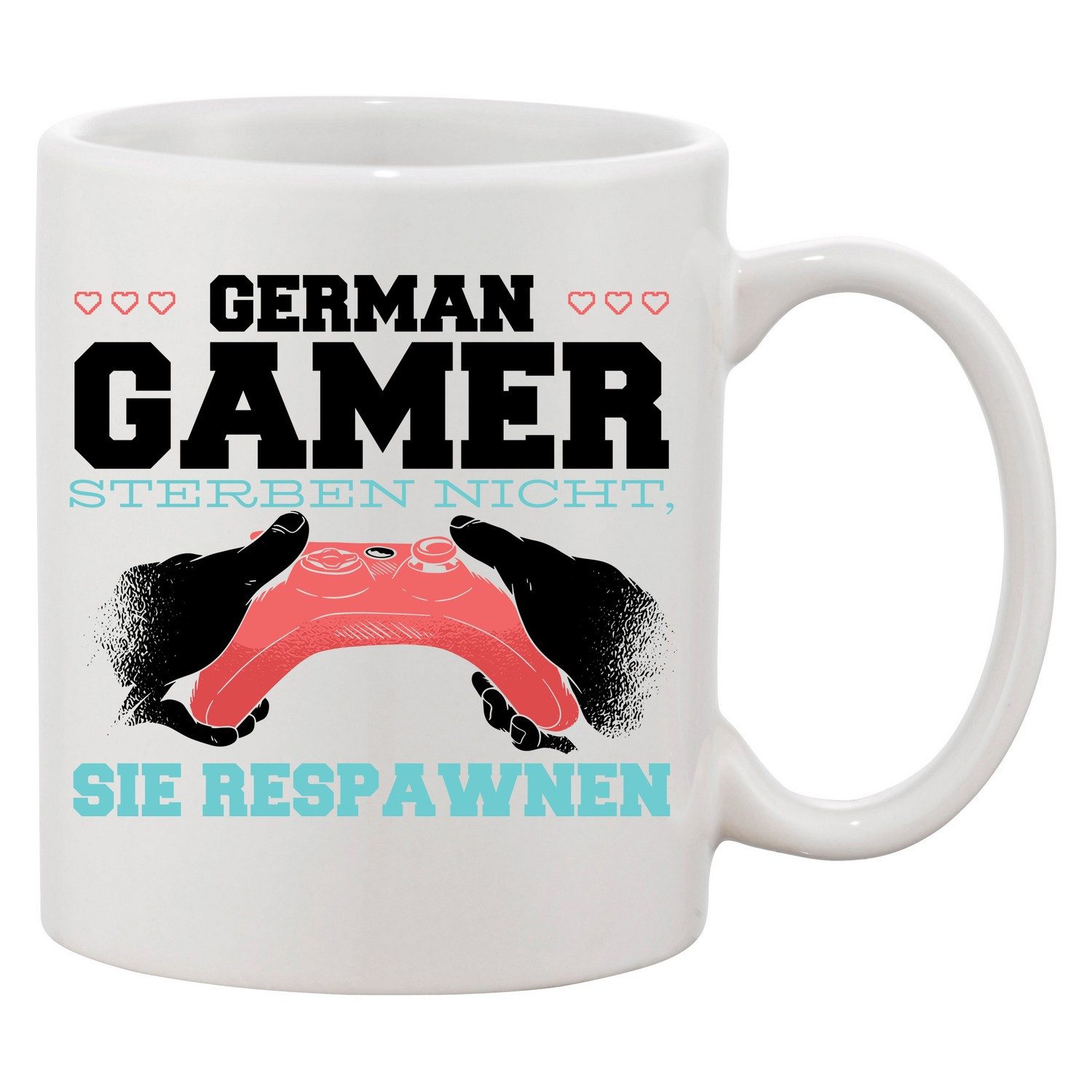 Blondie & Brownie Tasse German Gamer Tasse Controller Respawn Spruch Print Zocker Geschenk, 1-tlg., Keramik, GermanGamer Tasse Controller Spruch