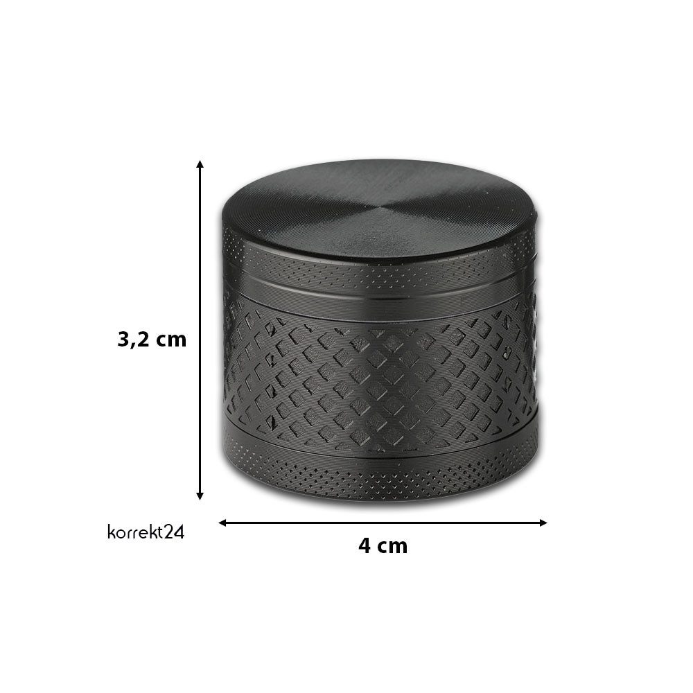 Coumo Kräutermühle Grinder Crusher, Schwarz, ⌀ 4cm, Metall Kräutermühle