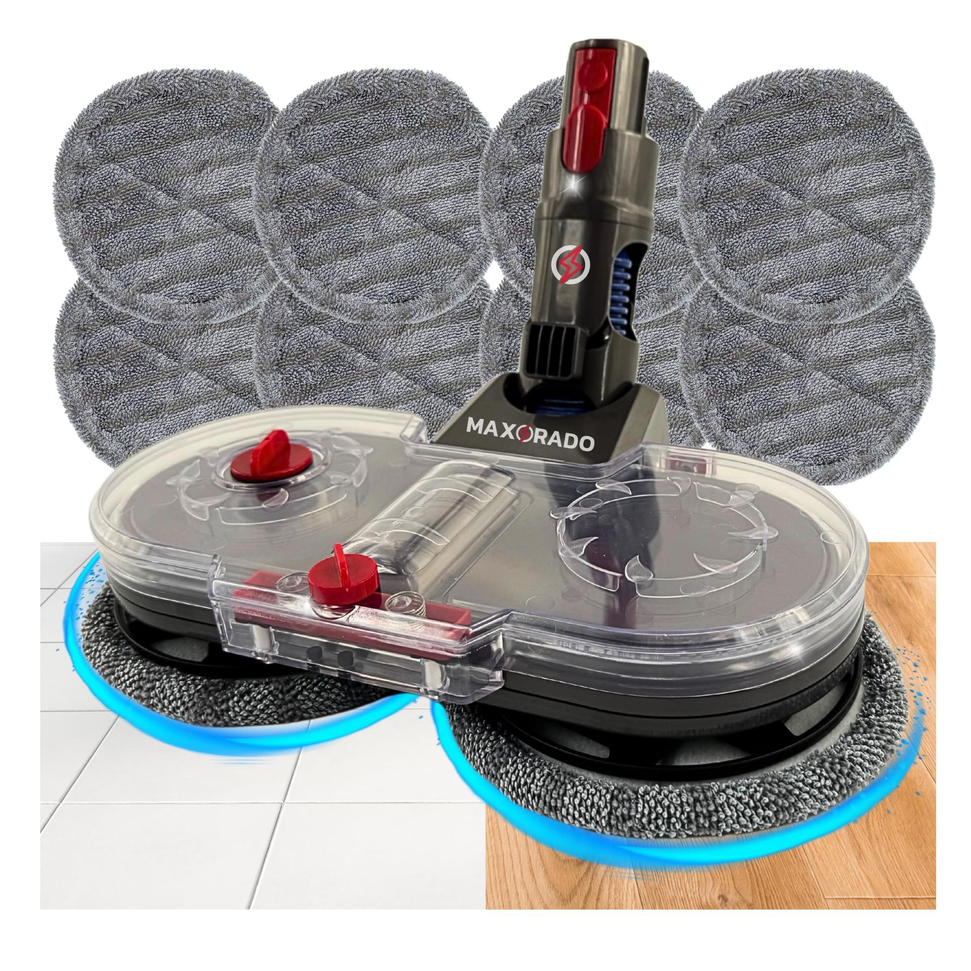 Maxorado Hartbodendüse Wischdüse für Dyson Wischaufsatz + 10 Pads V7 V8 V10 V11 V15 Sauger, Zubehör für V 7 8 10 11 15 Akku Accu, (Fuß Wischen und Saugen, 11-tlg., Wischmopp Bodendüse), Ersatzteil für Original Zubehör Staubsauger