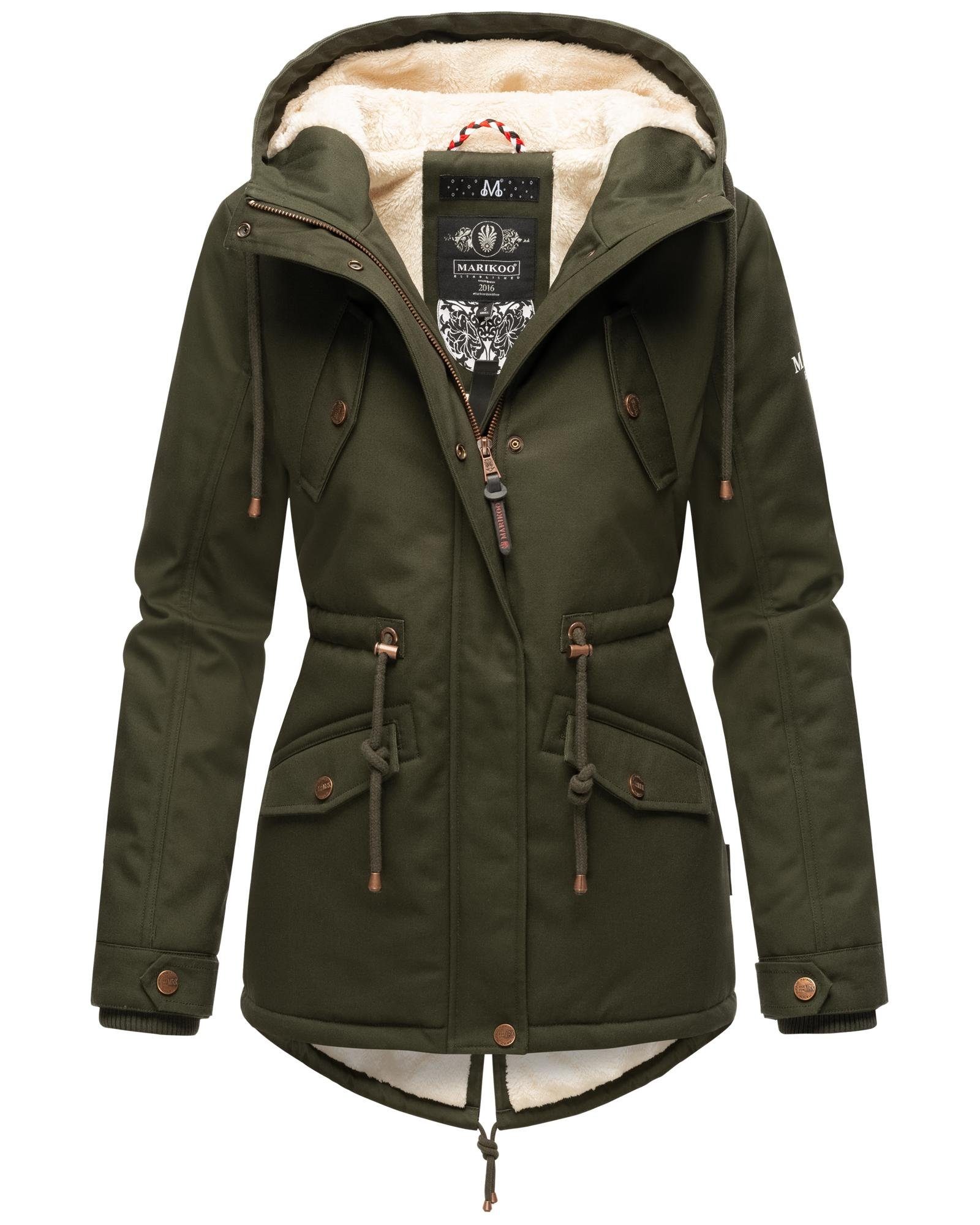 Marikoo Winterjacke Manolya stylischer Kurzmantel mit weichem Teddyfell-Futter