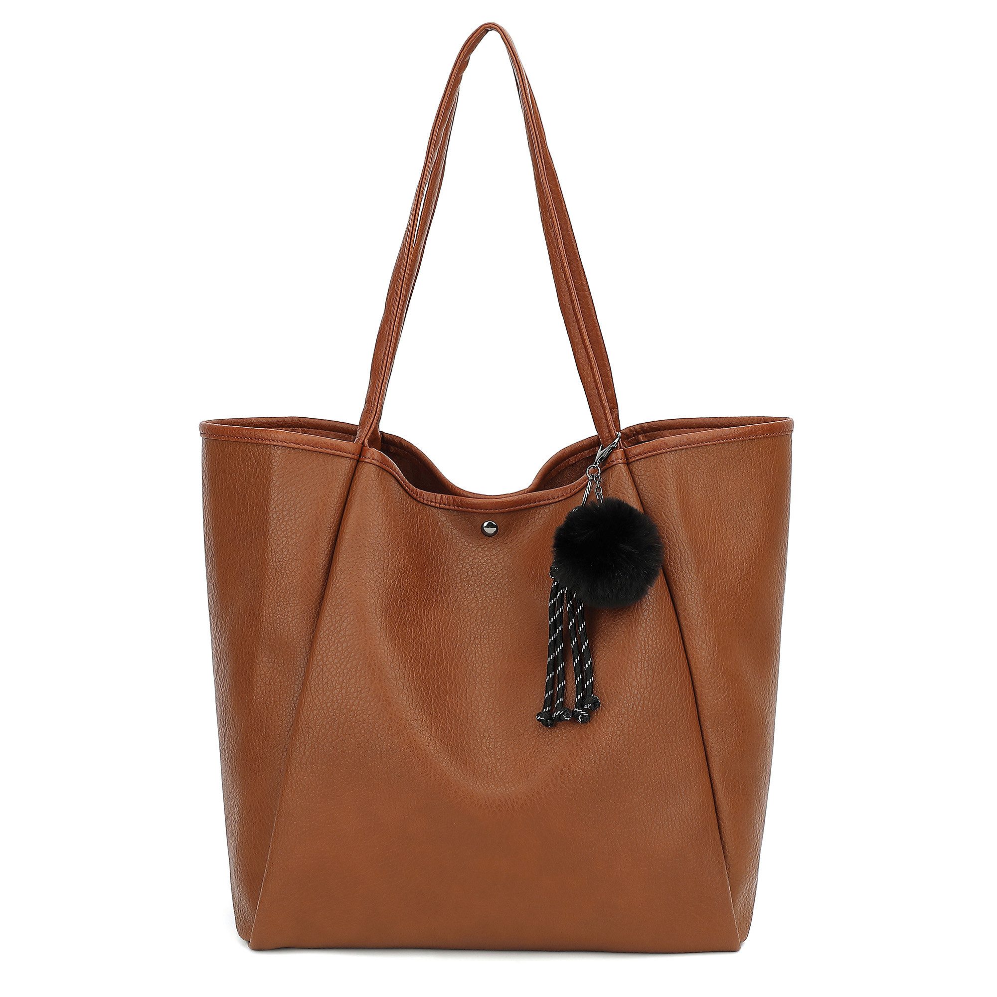 Schultertasche Damen Magnetverschluss Umhängetasche PU Leder Tote Shopper Bag
