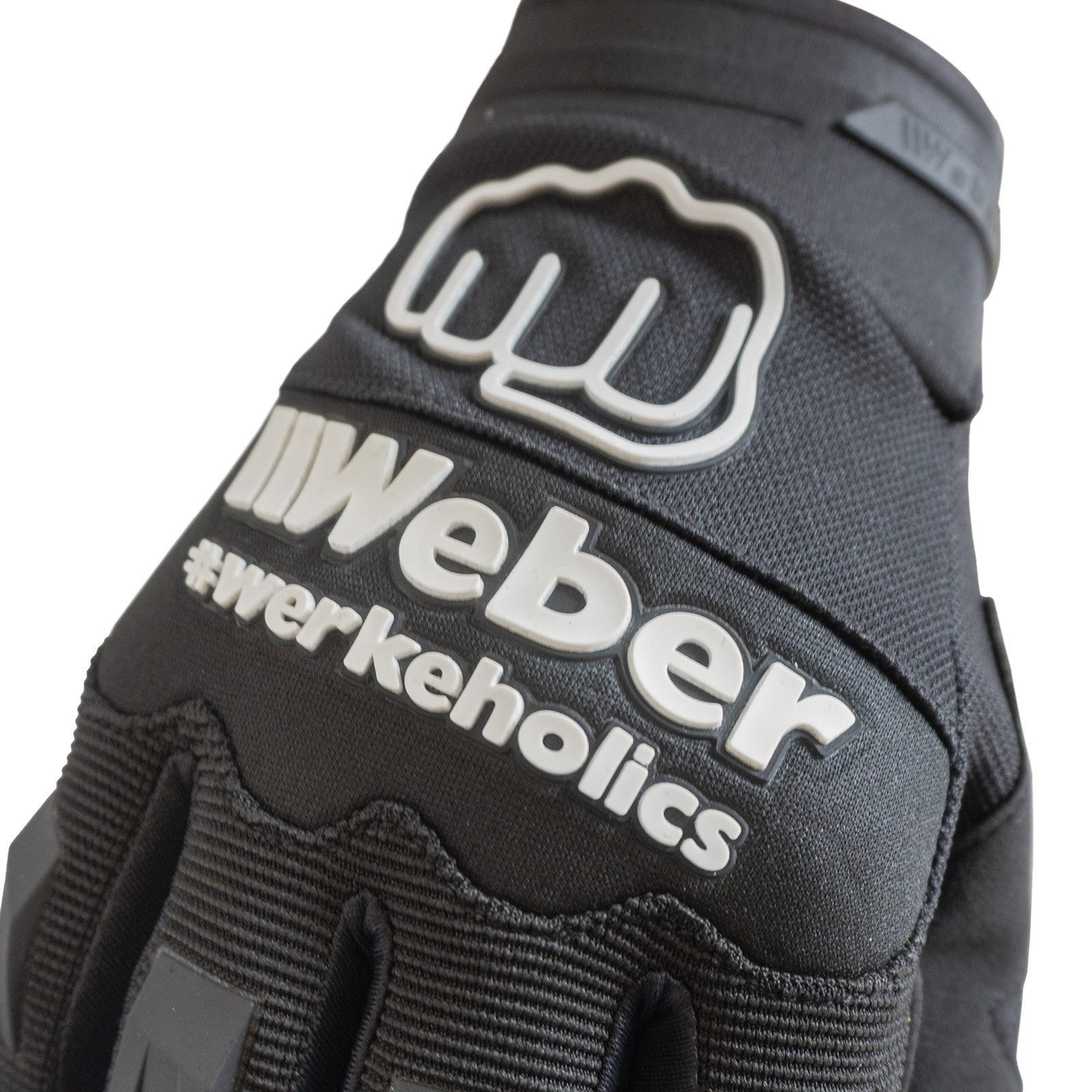 Weber GmbH Motorradhandschuhe Weber #Werkeholics Handschuhe schwarz / weiß mit hervorragendem Grip, Fingerknöchelprotektoren – Bild 5 von 5
