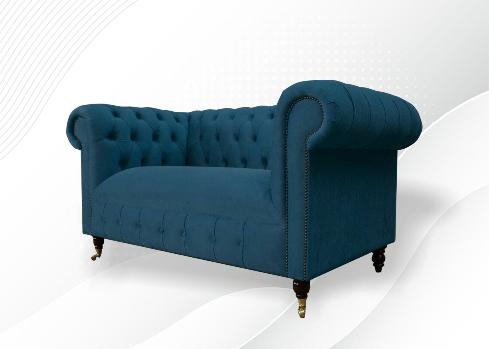 JVmoebel 2-Sitzer Chesterfield Sofa Blau Klassisch Polster Couch, Made in Europa
