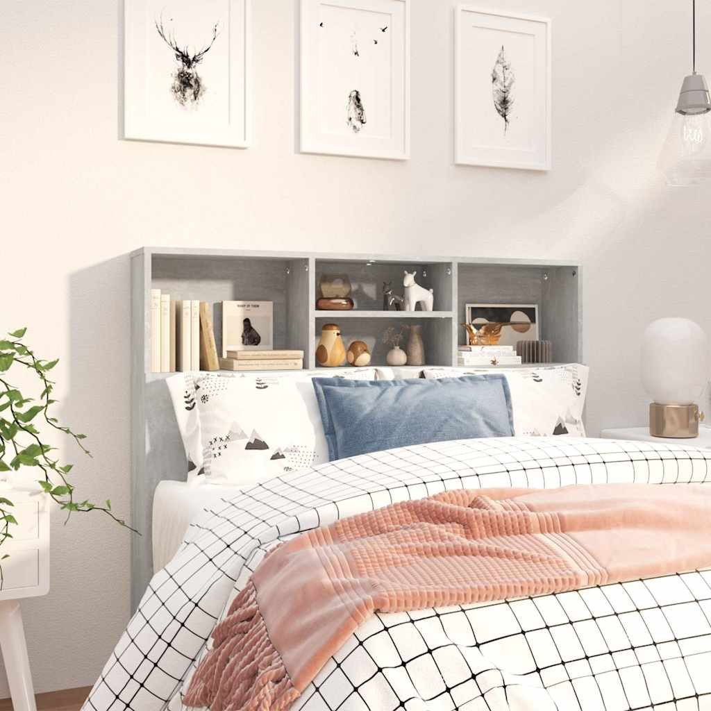 vidaXL Bett Bett-Kopfteil mit Ablagen Betongrau 120x19x103,5 cm (1-tlg)