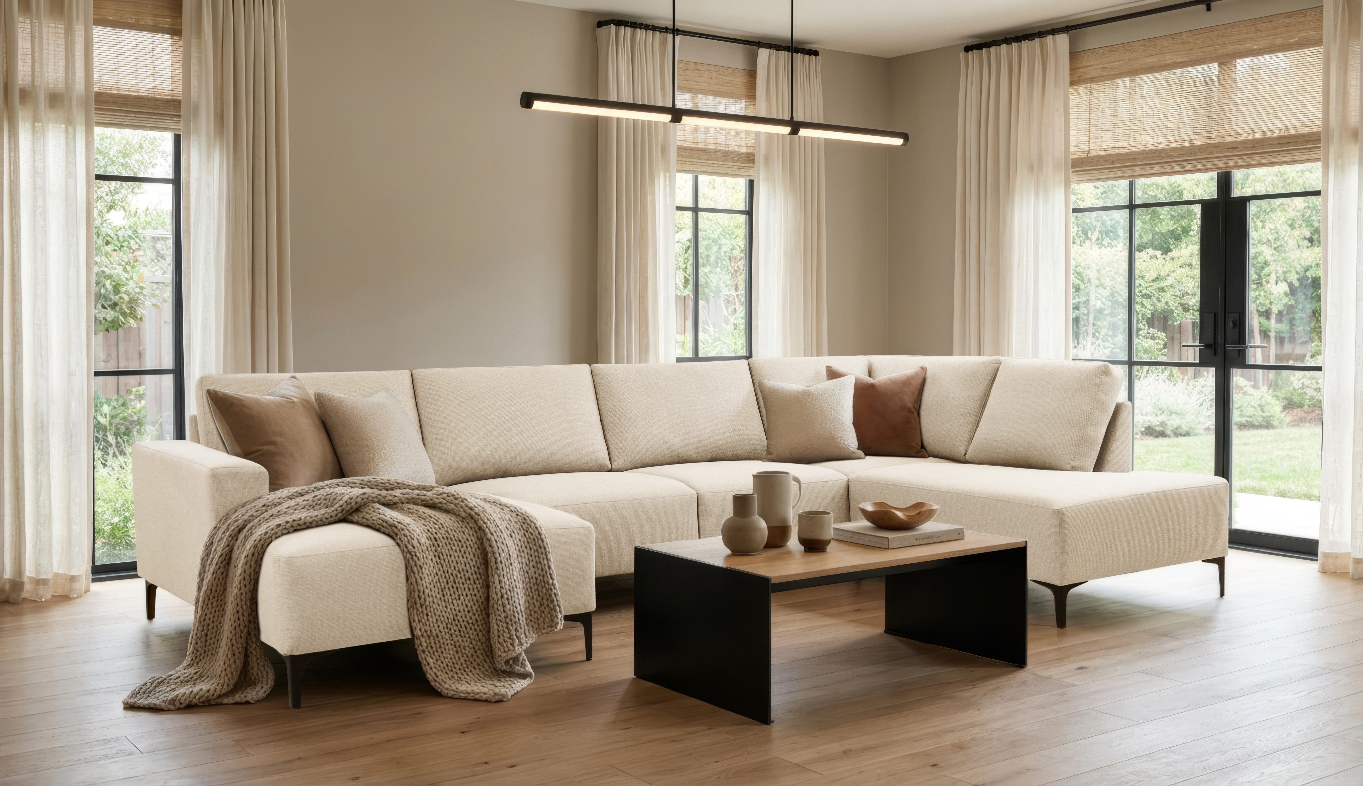 OTTO home Wohnlandschaft Tournon U-Form, XXL Sofa, Breite 333 cm, Webstoff, Chenille, Designsofa im nordischen Stil, Wellenunterfederung, Metallfüße