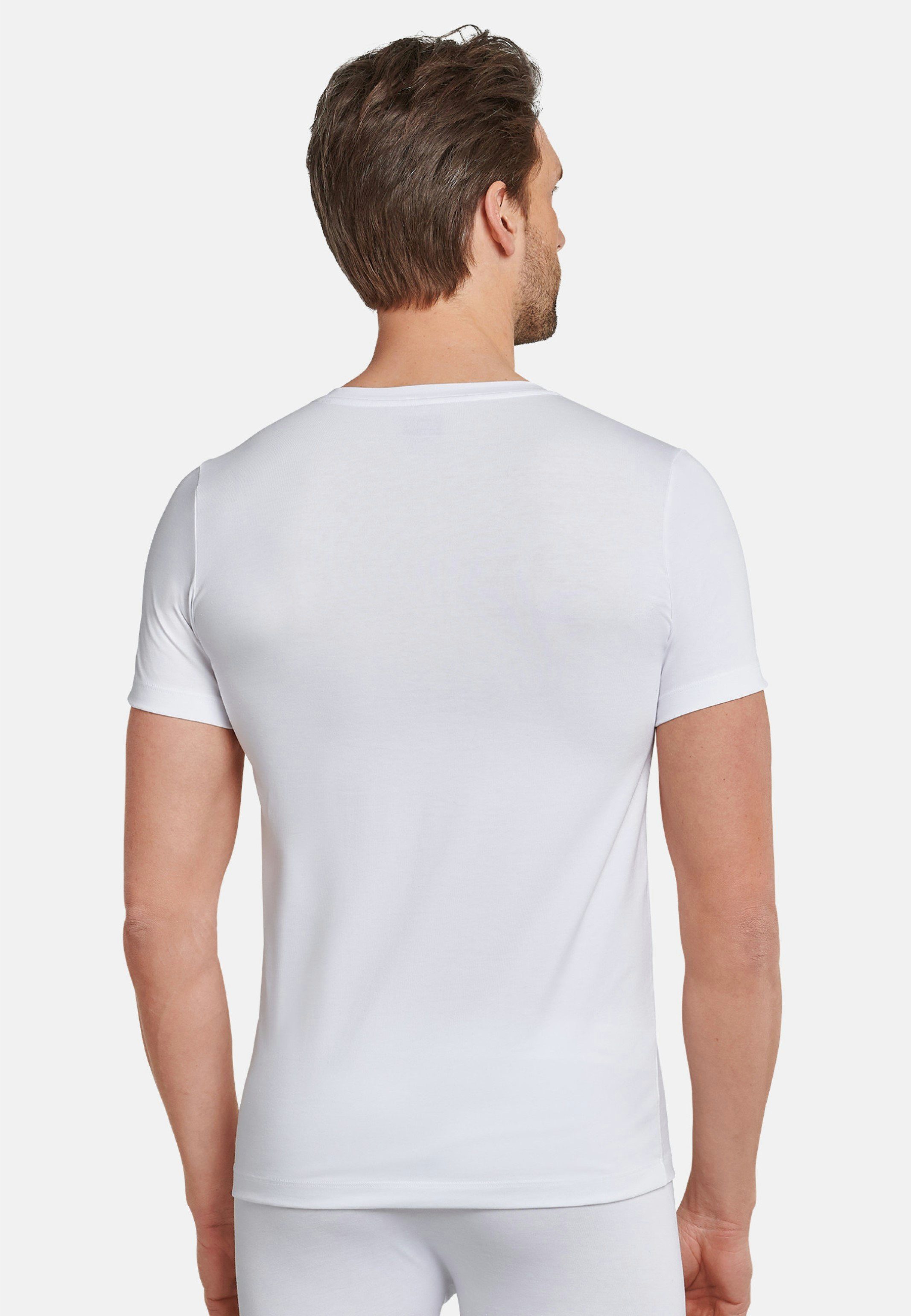 Schiesser Unterhemd 2er Pack Shirt Weiß Kurzarm - Life Unterhemd (Spar-Set, - Long / Baumwolle 2-St) Cotton