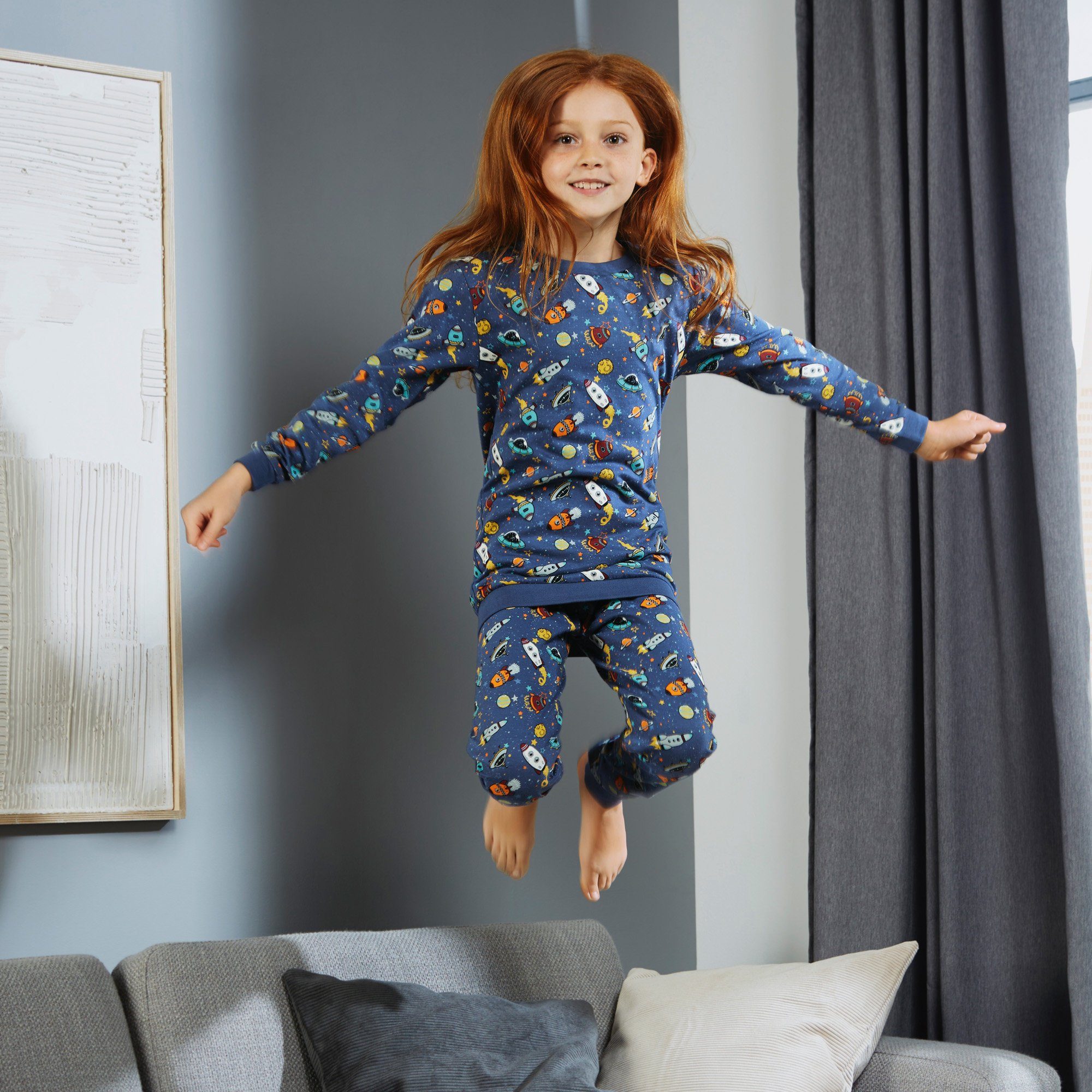 Erwin Müller Pyjama Kinder-Schlafanzug Single-Jersey gemustert