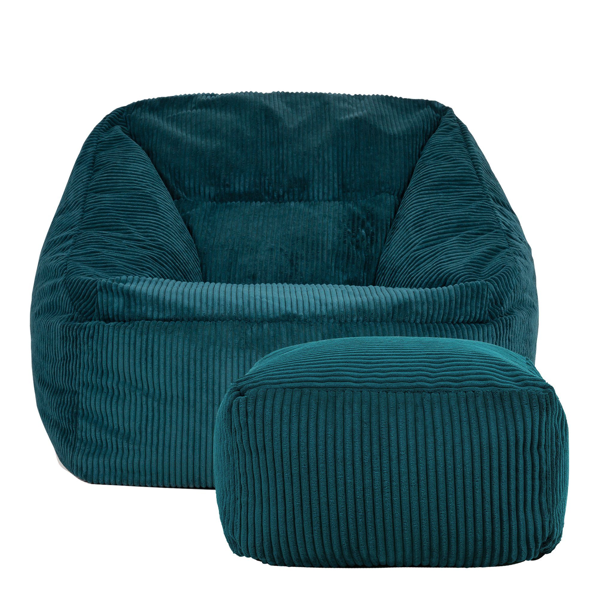 icon Sitzsack mit Sessel Cord „Morgan“ blaugrün Sitzsack Riesen aus Sitzpouf