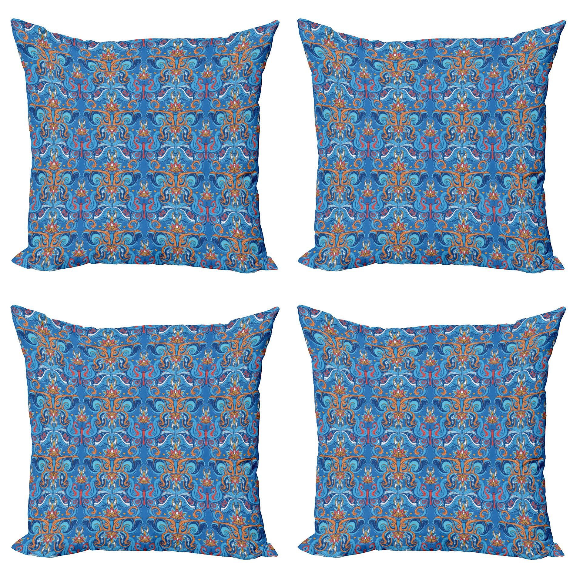 Stück), Doppelseitiger Accent Kissenbezüge Modern Digitaldruck, Blumenverzierungen Blau (4 Abstrakte Abakuhaus