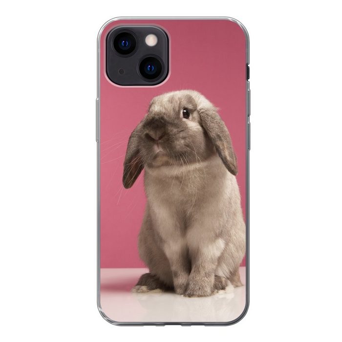 MuchoWow Handyhülle Kaninchen - Tier - Rosa Handyhülle Apple iPhone 13 Mini Smartphone-Bumper Print Handy