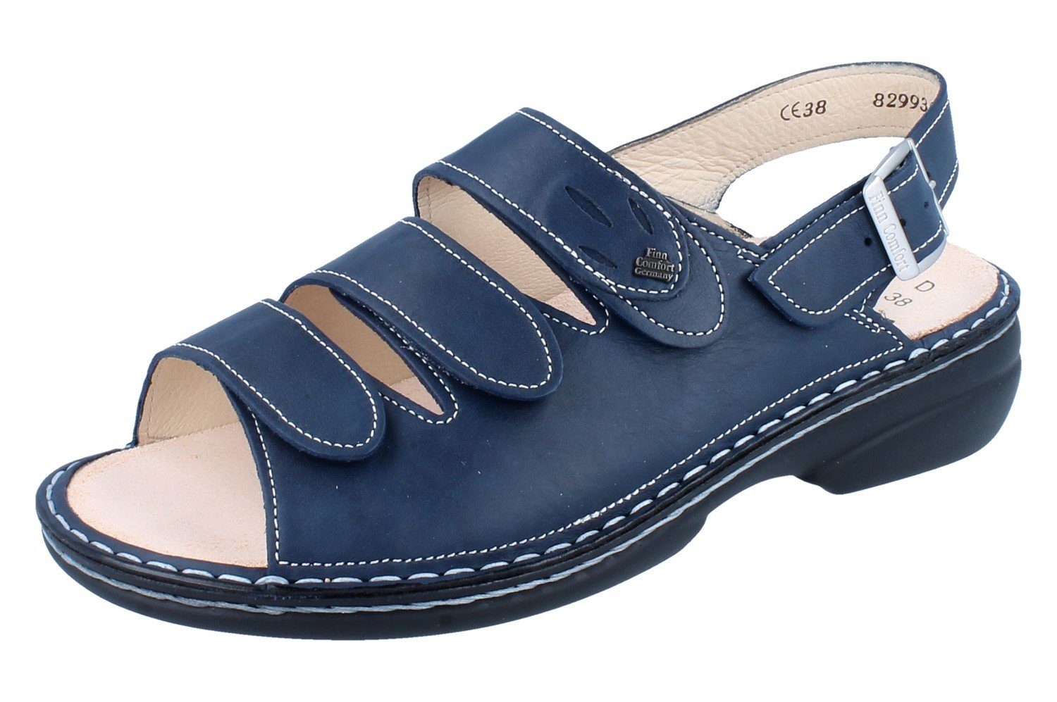 FINN COMFORT Saloniki Damen Sandale blau Glattleder - Größe: 39 Sandale