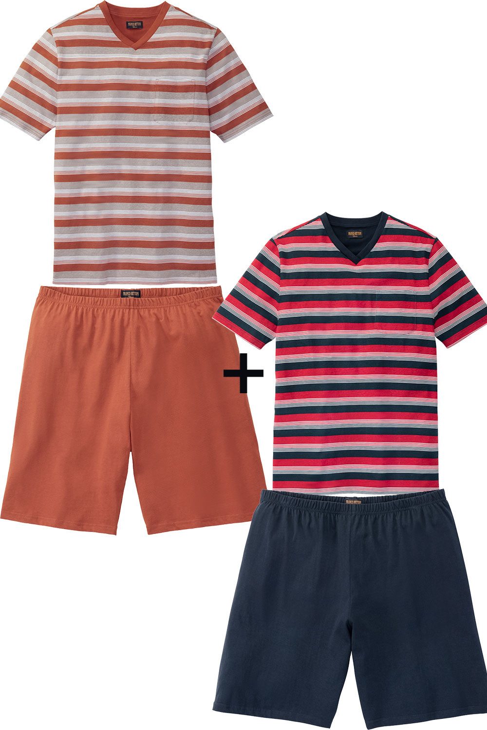 Franco Bettoni Pyjama (Set, Pyjama-Set: Kurzarm-Shirt und Shorts) aus reinster Baumwolle