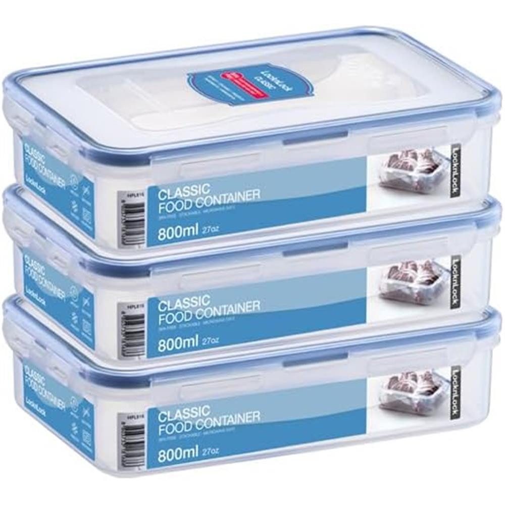 LocknLock Vorratsdose Frischhaltedosen 3er Set 800 ml, Vorratsdosen, BPA-frei, auslaufsicher