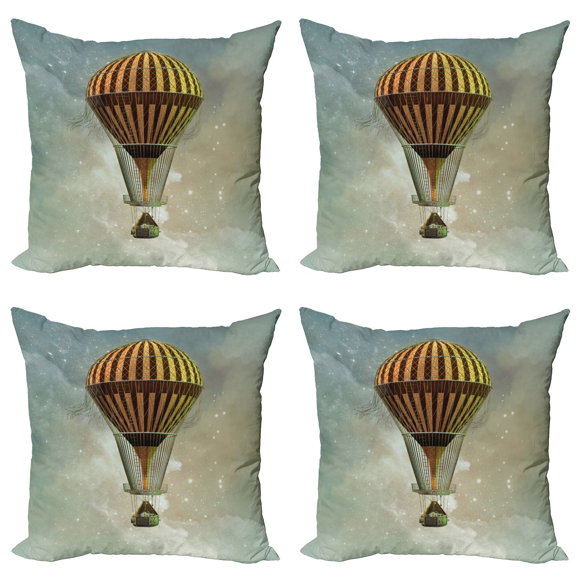 Luftballon Sterne Doppelseitiger Accent Modern Kissenbezüge Abakuhaus Steampunk (4 und Digitaldruck, Stück),