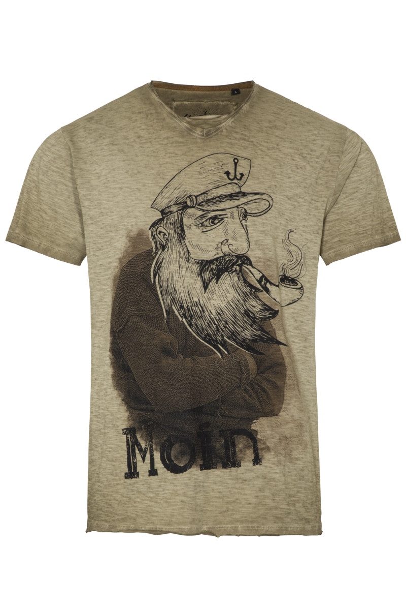 Trachtenshirt Shirt Herren - OLD CAPTAIN - oliv