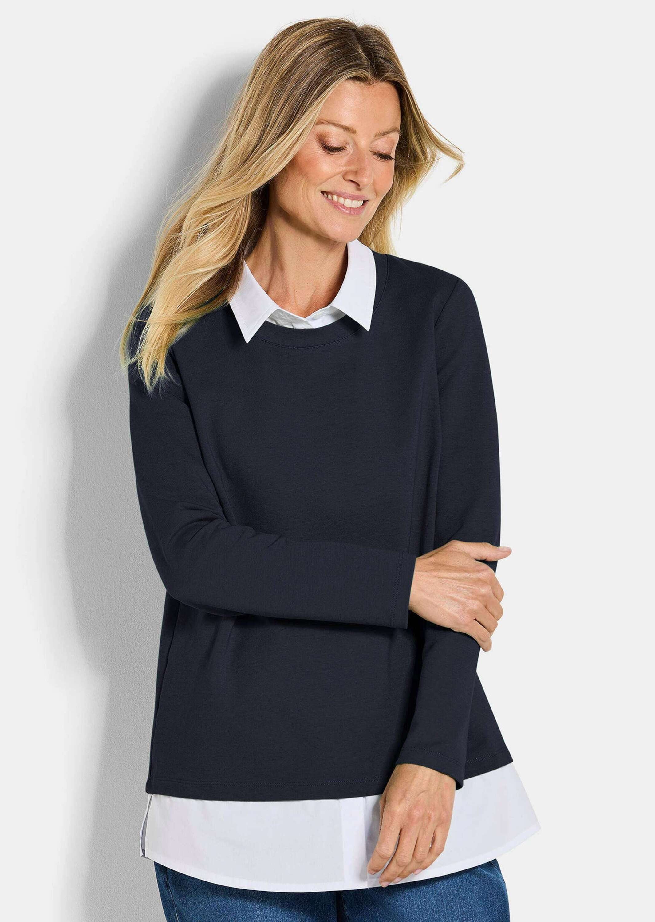 GOLDNER Longshirt Sweatshirt in 2-in-1-Optik