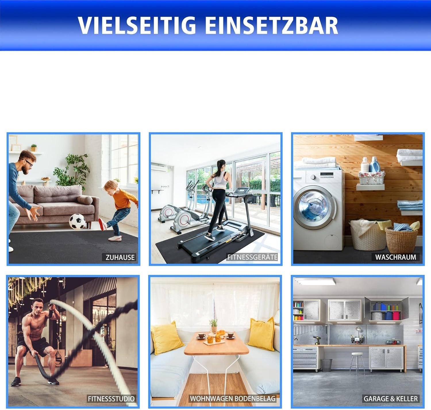 BodenMax Bodenturnmatte Bodenschutzmatte EVA Puzzlematten Sportmatte, 58x58x1cm (12-St)