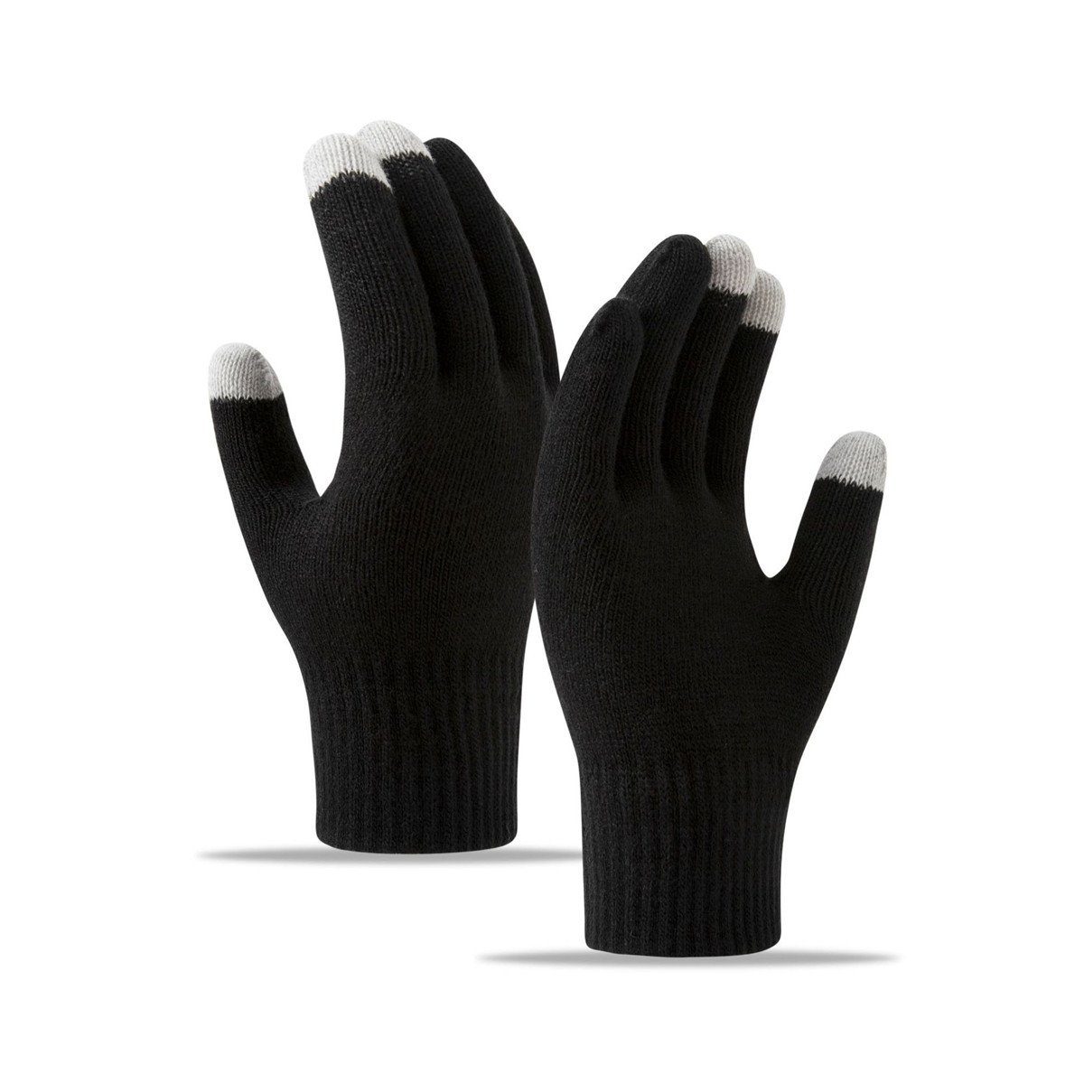 Die Sterne Trikot-Handschuhe Gestrickte Handschuhe mit Schneeflocken-, Strass- und Fleece-Stickerei Schwarz