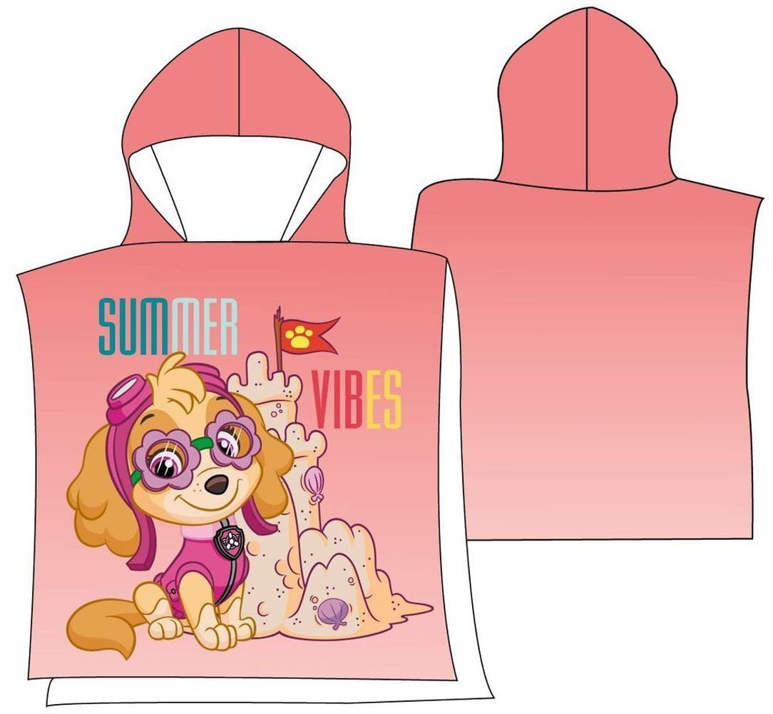 PAW PATROL Badeponcho Kinder Poncho Jungen + Mädchen Bademantel Schwimmponcho, Kapuze Pink