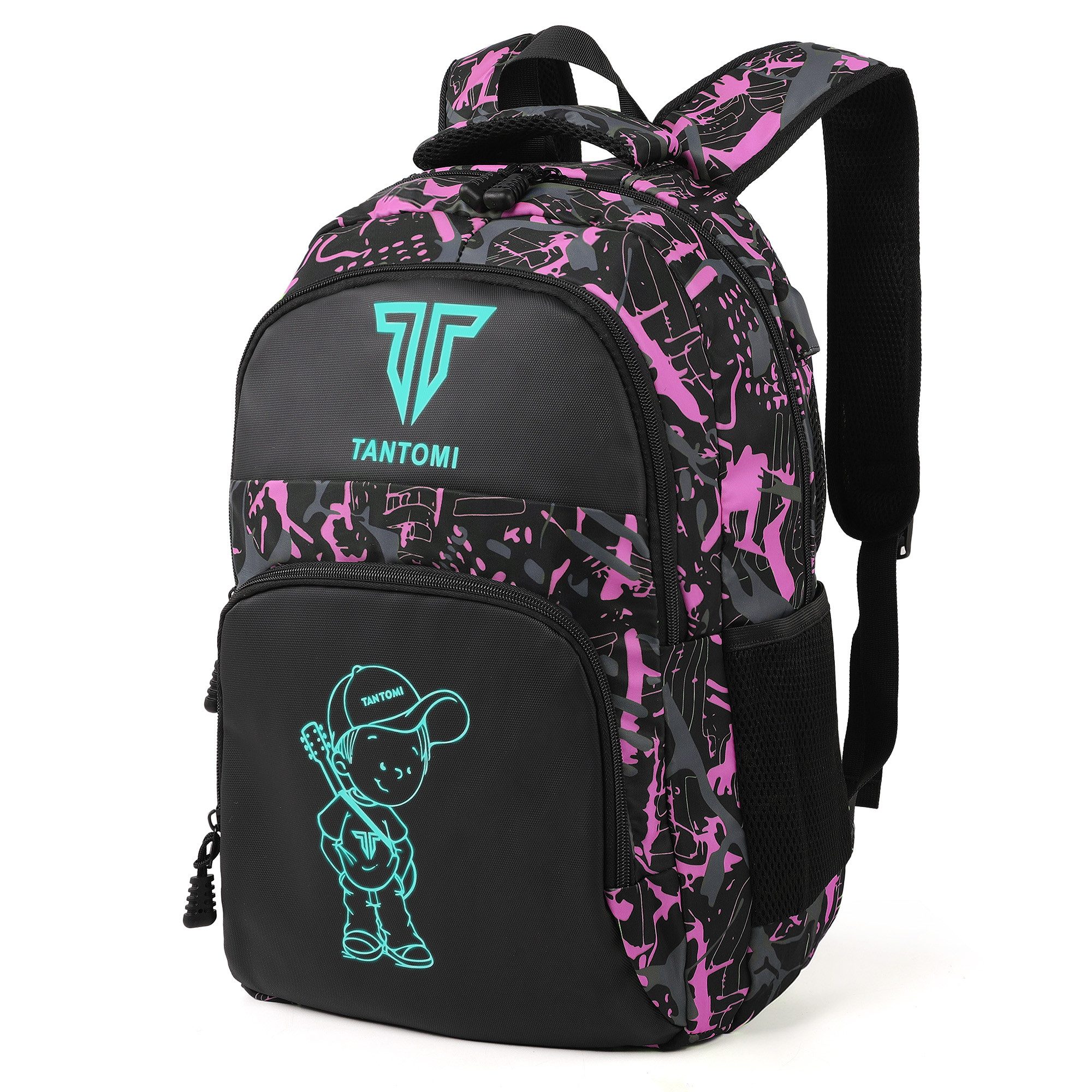 TAN.TOMI Schulrucksack Jungen Schulrucksack teenager schulranzen Jugendliche Daypacks, Reflektierender Wasserdicht Outdoor Camping Groß rucksack