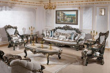 Casa Padrino Beistelltisch Luxus Barock Beistelltisch Beige / Weiß / Grün / Gold - Prunkvoller Massivholz Tisch im Barockstil - Barock Möbel - Edel & Prunkvoll
