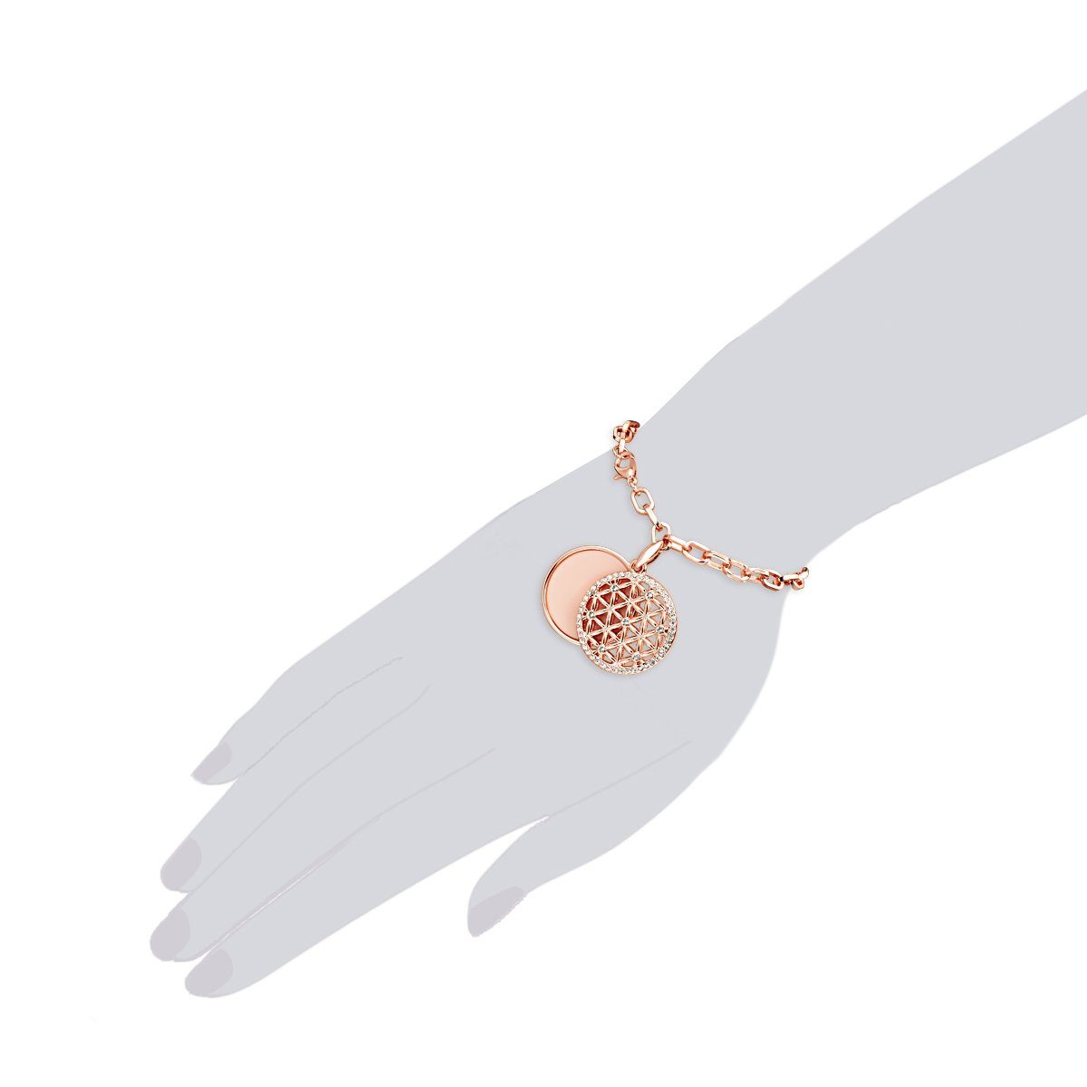 Lulu & Jane Armband roségold mit weiß Armband von verziert Swarovski® Kristallen
