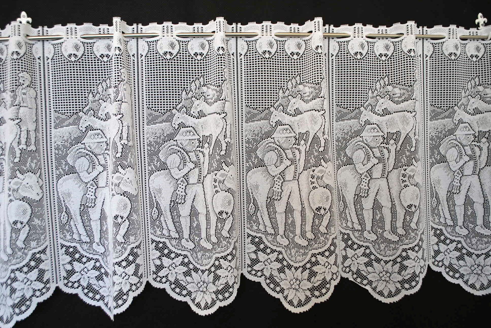 Gardinen Kranzusch Scheibengardine Kühe u. Alphirte (1 St), Stangendurchzug, transparent, Stablöcher,transparent,verschiedene Höhen, Breiten