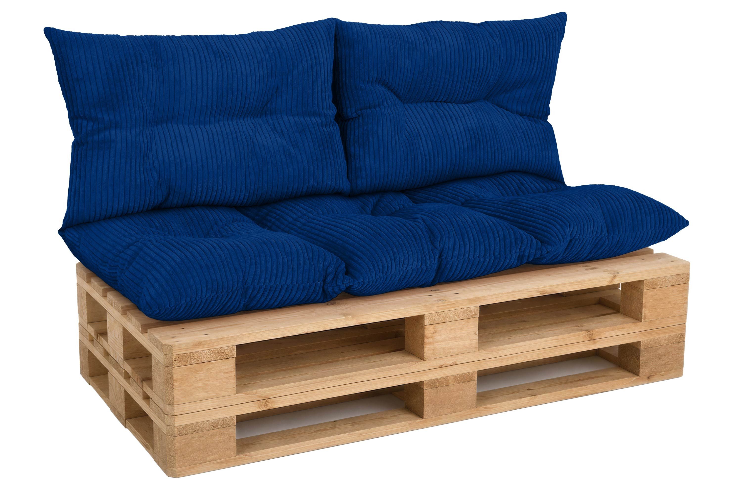 Amilian Palettenkissen Set 3-teilig Palettenauflagen für Europaletten, Balkon, Terrasse, Sitzkissen 120x60 cm + 2x Kissen 40x60 cm