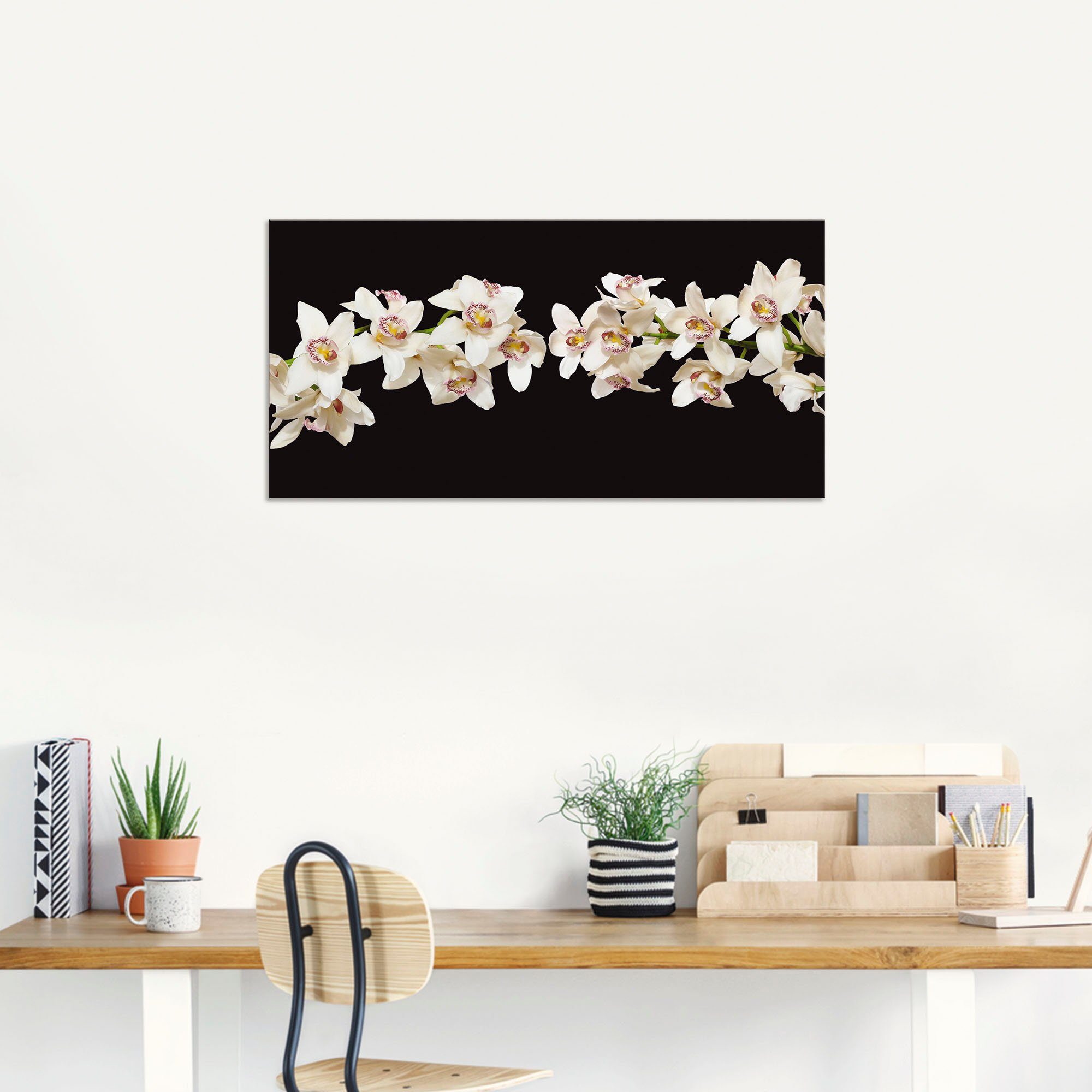 Leinwandbild, Orchideen, St), oder Größen Wandaufkleber Poster Blumen (1 Wandbild Weiße als versch. in Artland Alubild,