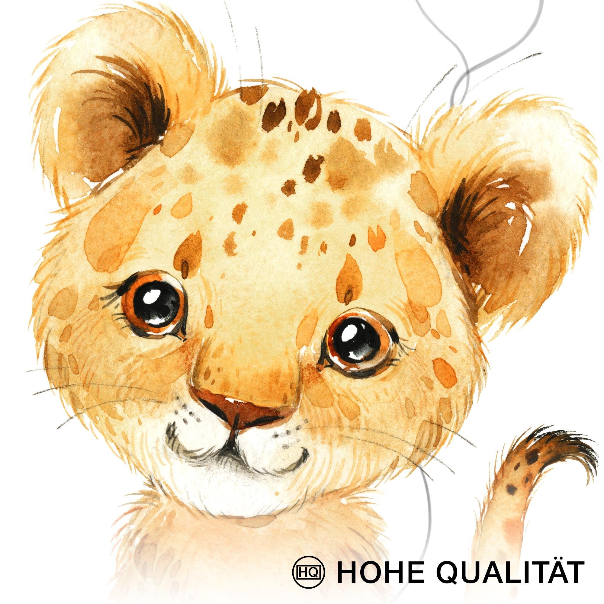 Novart Wandbild Kinderzimmer Wandbilder Set Tiere - 4 Bilder 30x40 cm Aufhängfertig