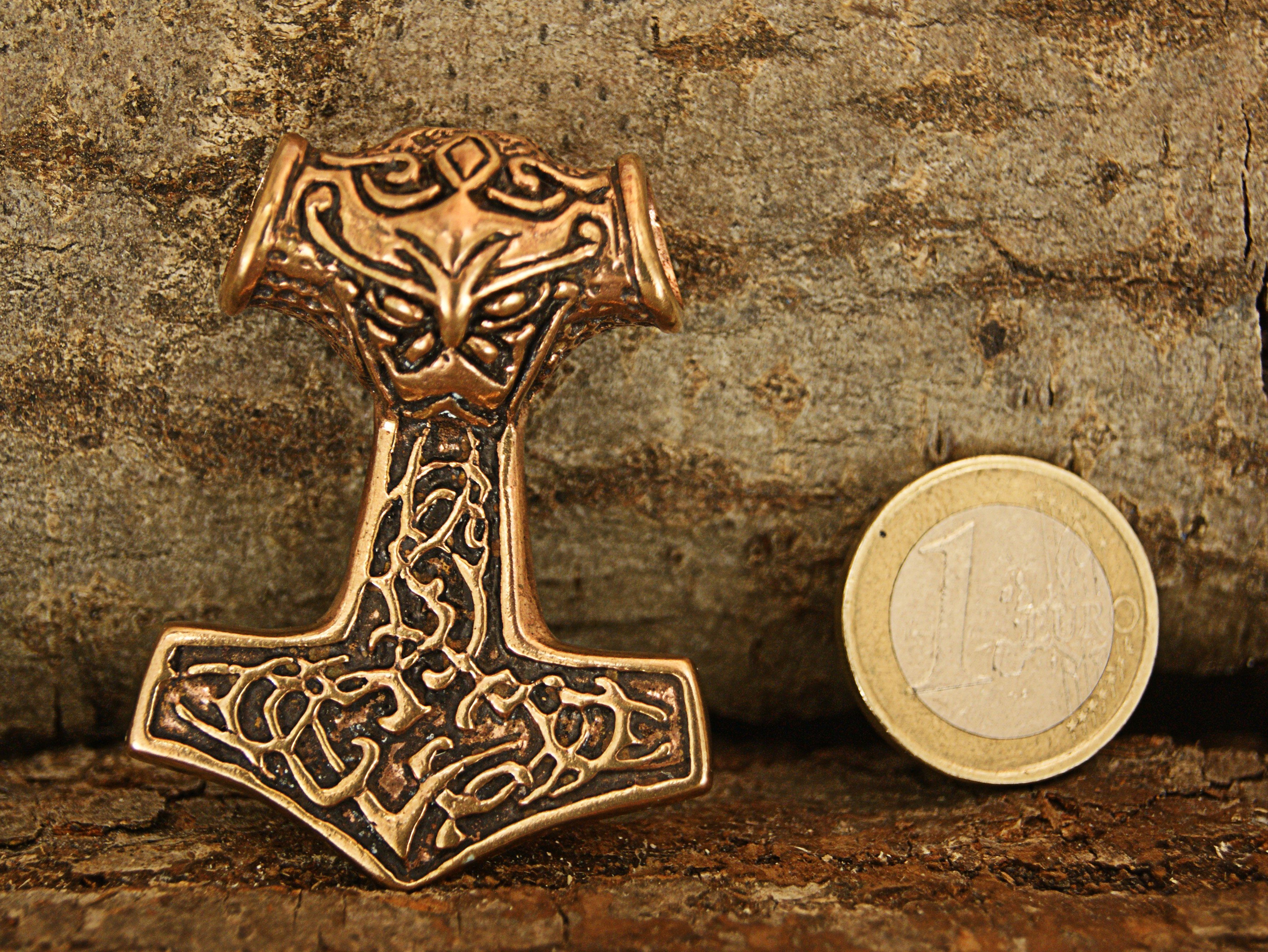 Mjölnir Anhänger of Kettenanhänger Kiss Nordisch Bronze Thorshammer Thor Leather Wikinger