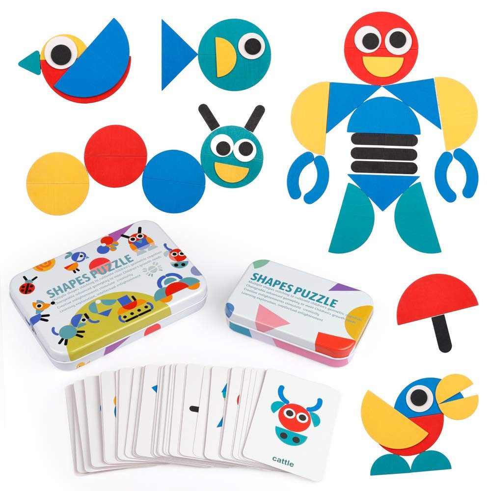 CLTYQ Lernspielzeug Holzpuzzle mit offenenTangram Enden für Kleinkinder ab günstig online kaufen