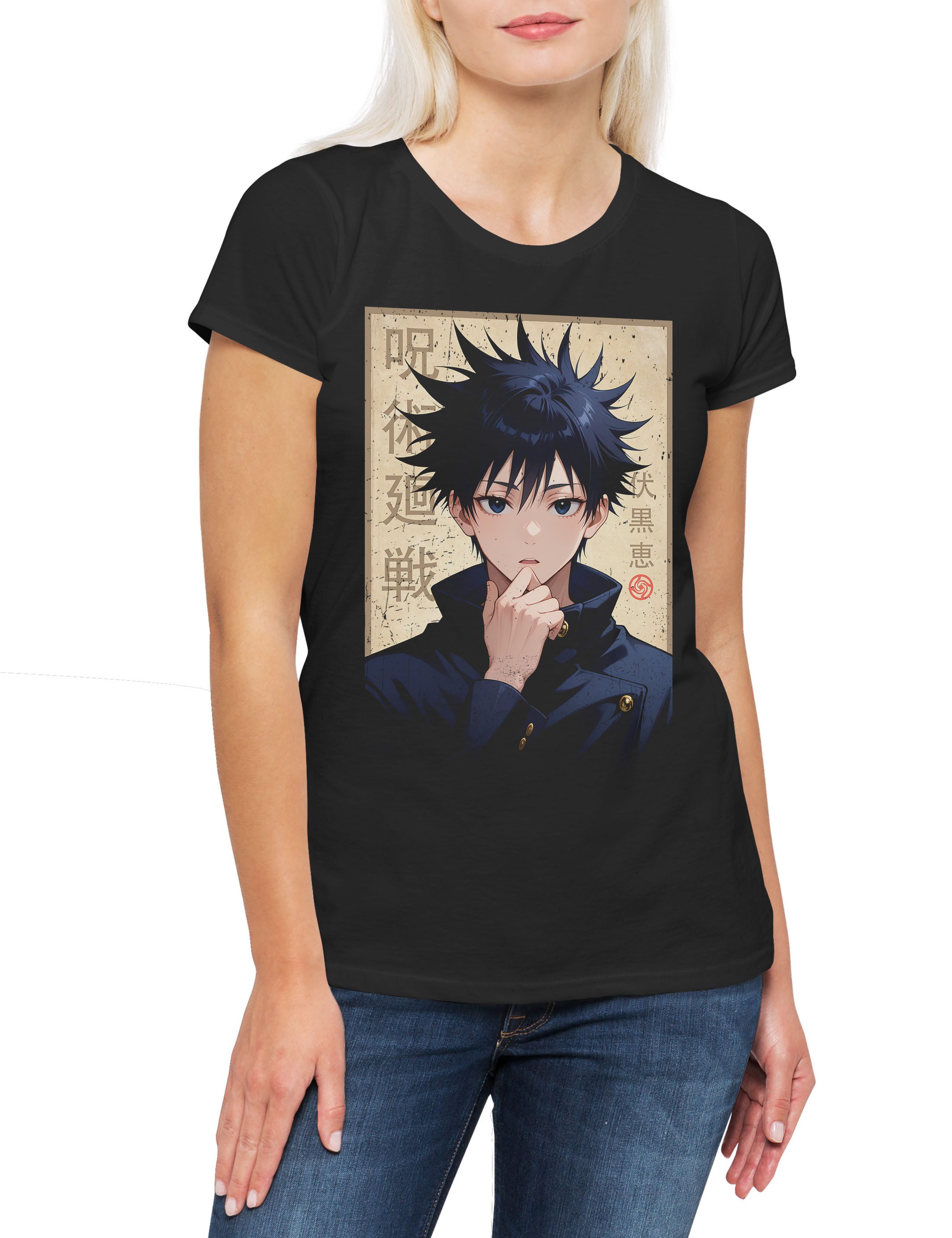 Print-Shirt Megumi Portrait Damen T-Shirt Yuji Itadori Gojo Kaisen Satoru